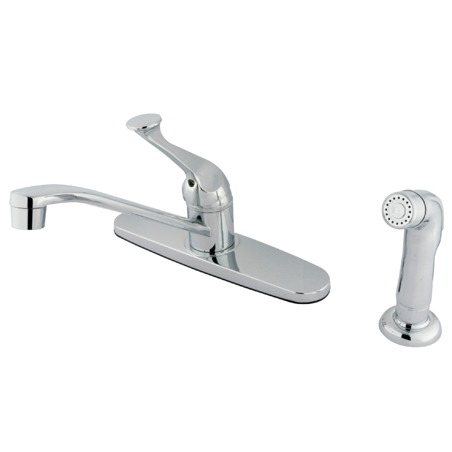 Kingston Tulare KB572SP Robinet de cuisine central à une poignée 4 trous 8" avec pulvérisateur latéral, chrome poli