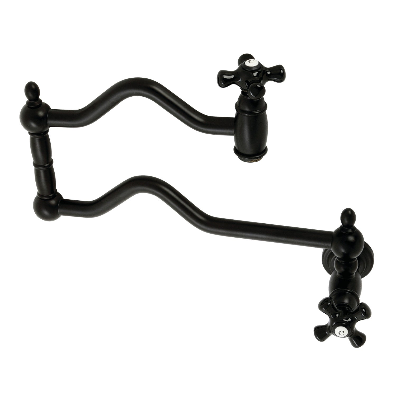Kingston Heirloom KS2100PKX - Robinet de remplissage pour pot de montage mural à deux poignées 1 trou, noir mat