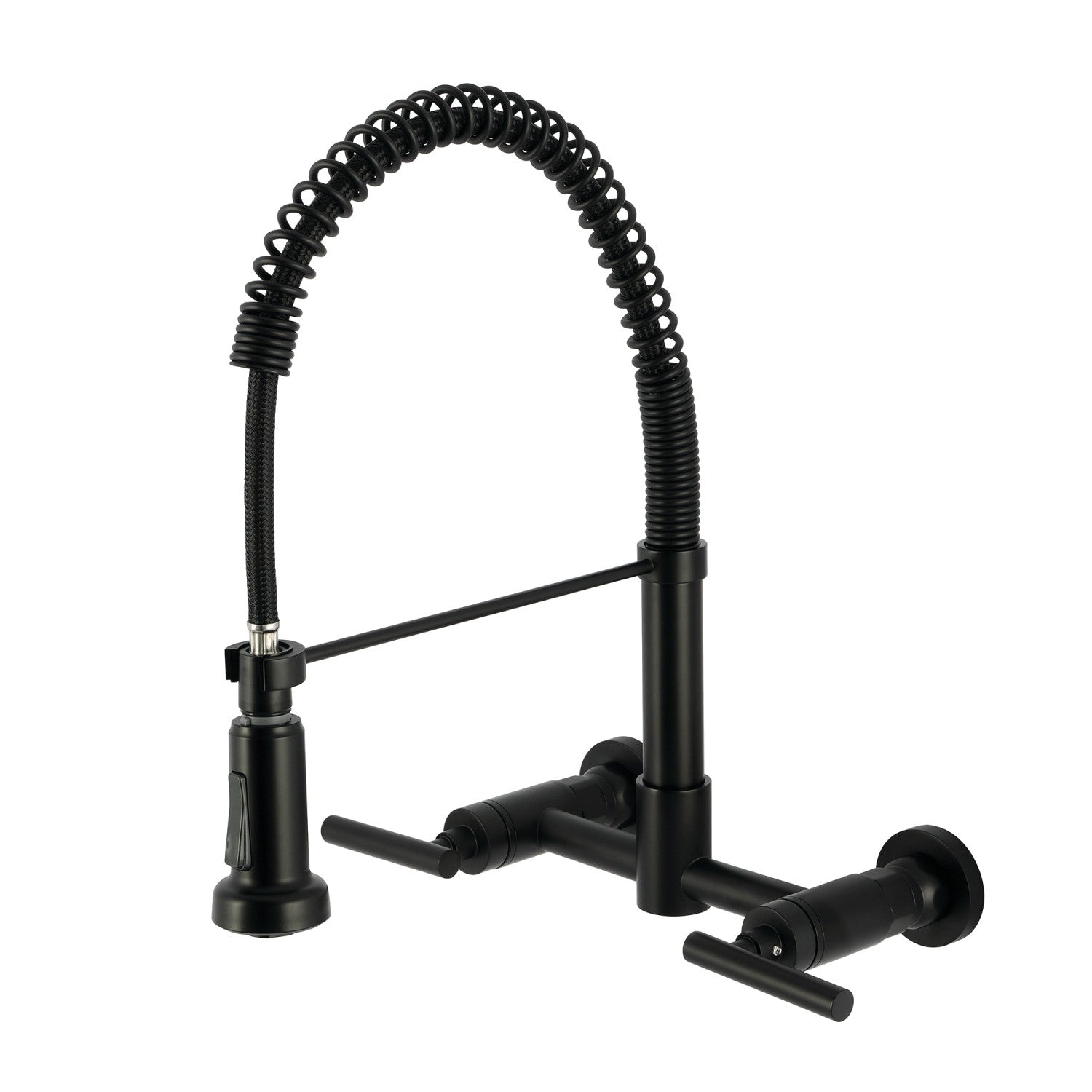 Kingston Sona GS8180CML - Robinet de cuisine à double poignée 2 trous pour montage mural, noir mat