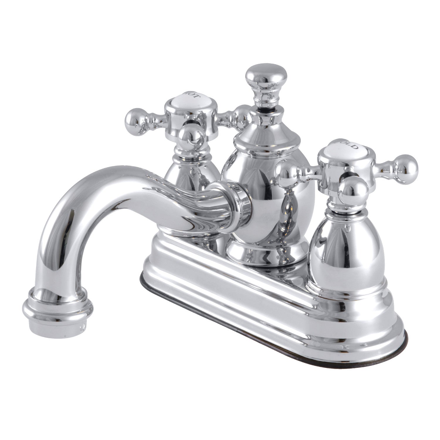 Kingston Heirloom KS7101BX - Robinet de salle de bain double poignée de pays anglais 3 trous montage sur plage 4-Inch Centerset avec laiton à tirette, chrome poli