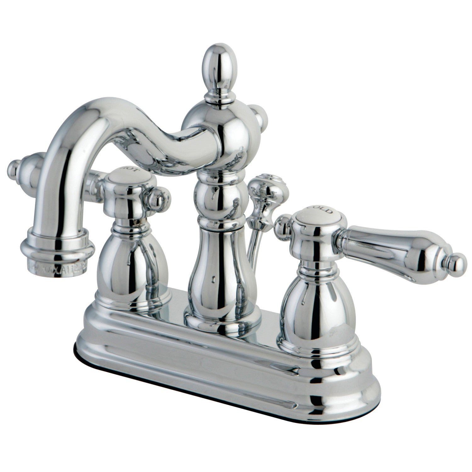 Kingston Heirloom KS1601BAL Double-Handle 3 trous montage sur plage 4-Inch Centerset Robinet de salle de bains avec laiton à tirette, Chrome poli