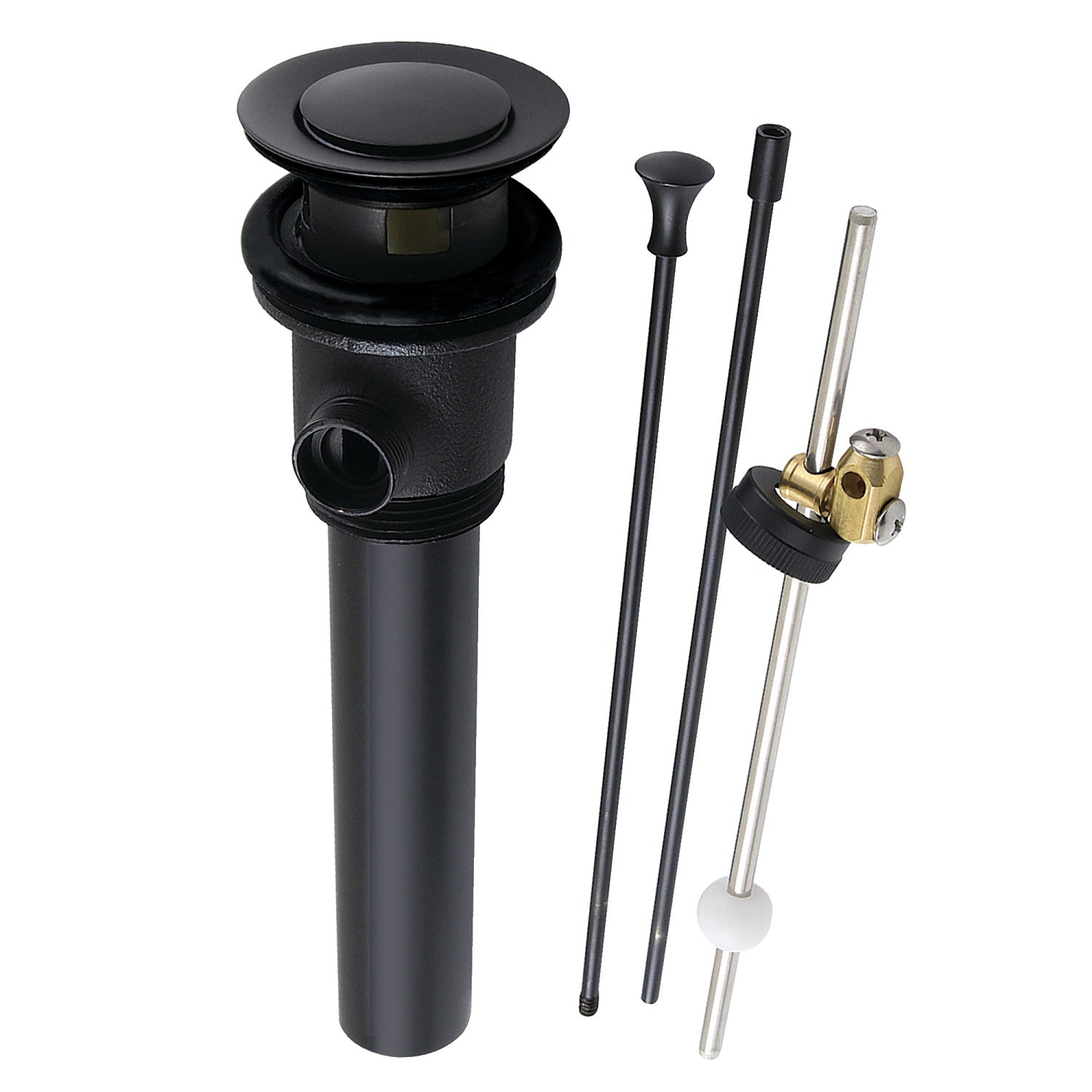 Kingston Made To Match KBT2120 Brass Pop-Up Bathroom Sink Drain with Overflow, 22 Gauge, Matte Black
