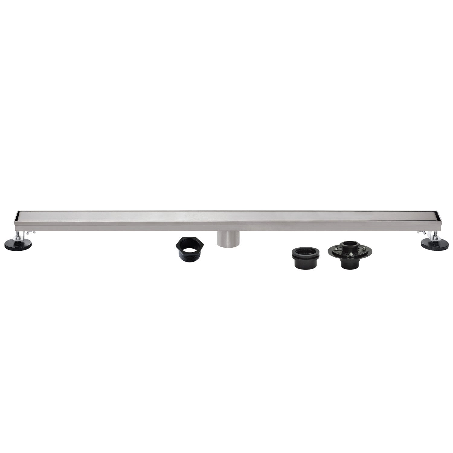 Kingston Watercourse BSFK7228 72-Inch Stainless Steel Linear Shower Drain with Reversible Tile Insert and Flat Grate, Drain with Base Flange and Hair Strainer, Brushed Nickel