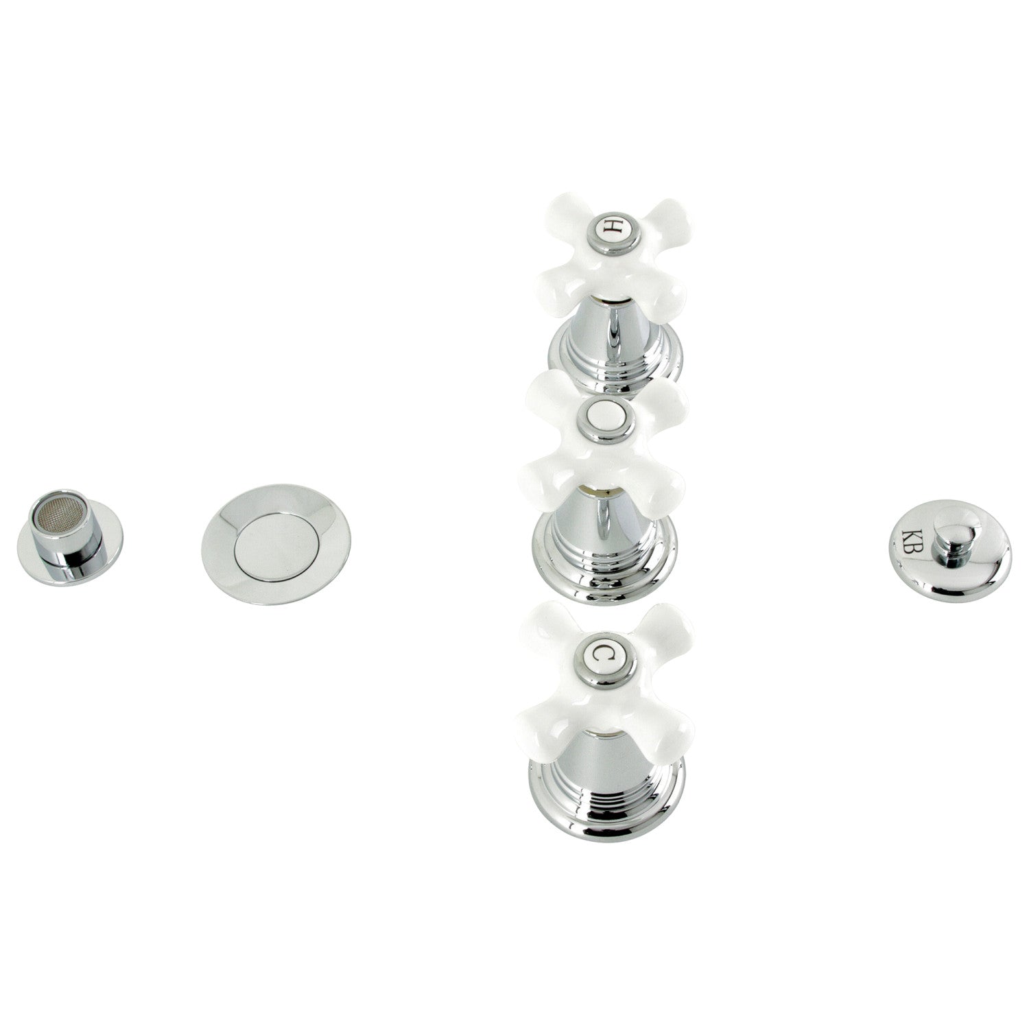 Kingston Heirloom KB321PX - Robinet de bidet vertical victorien à trois poignées avec laiton à tirette, chrome poli