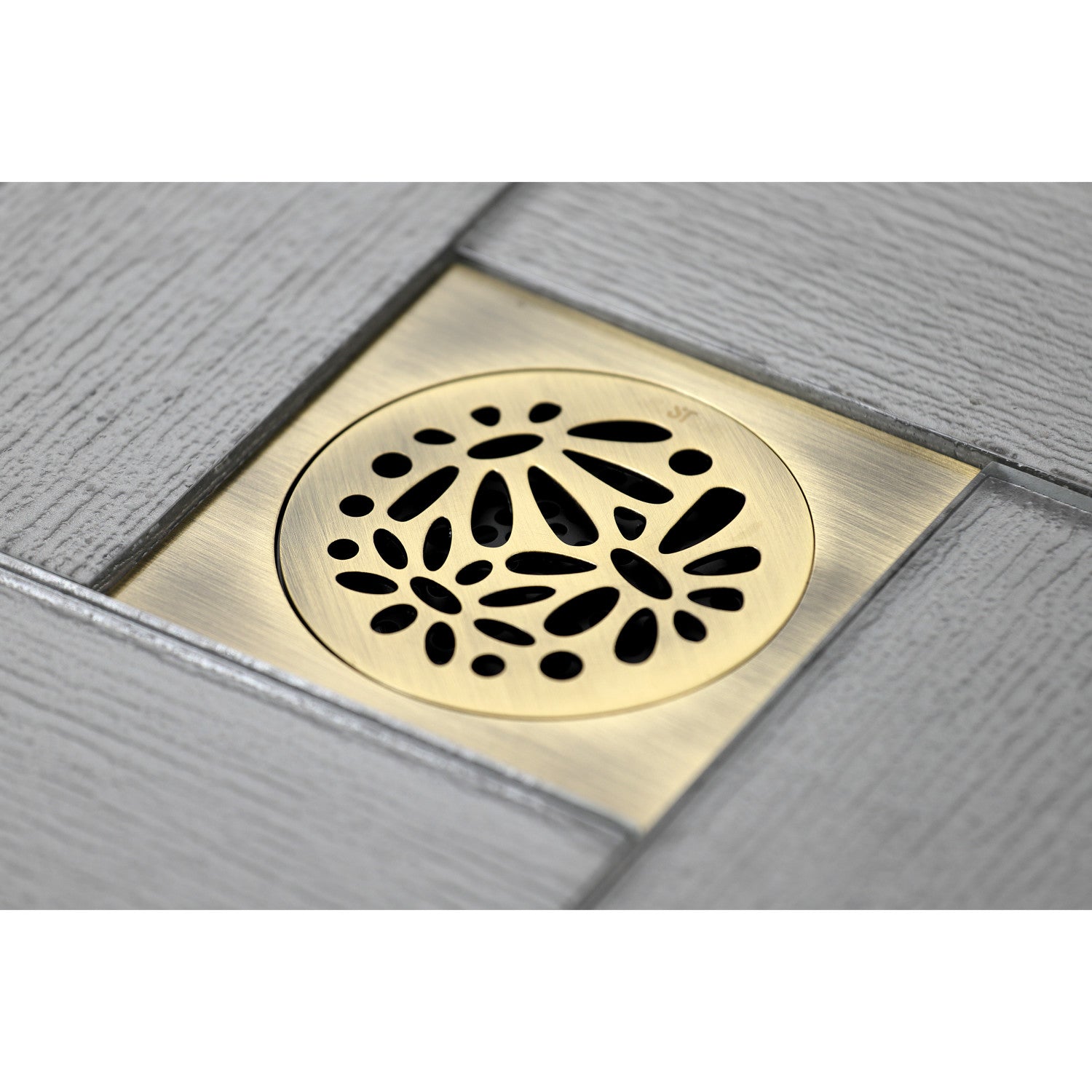 Kingston Watercourse BSF6360AB 4-Inch Brass Square Grid Shower Drain with Hair Strainer, Antique Brass