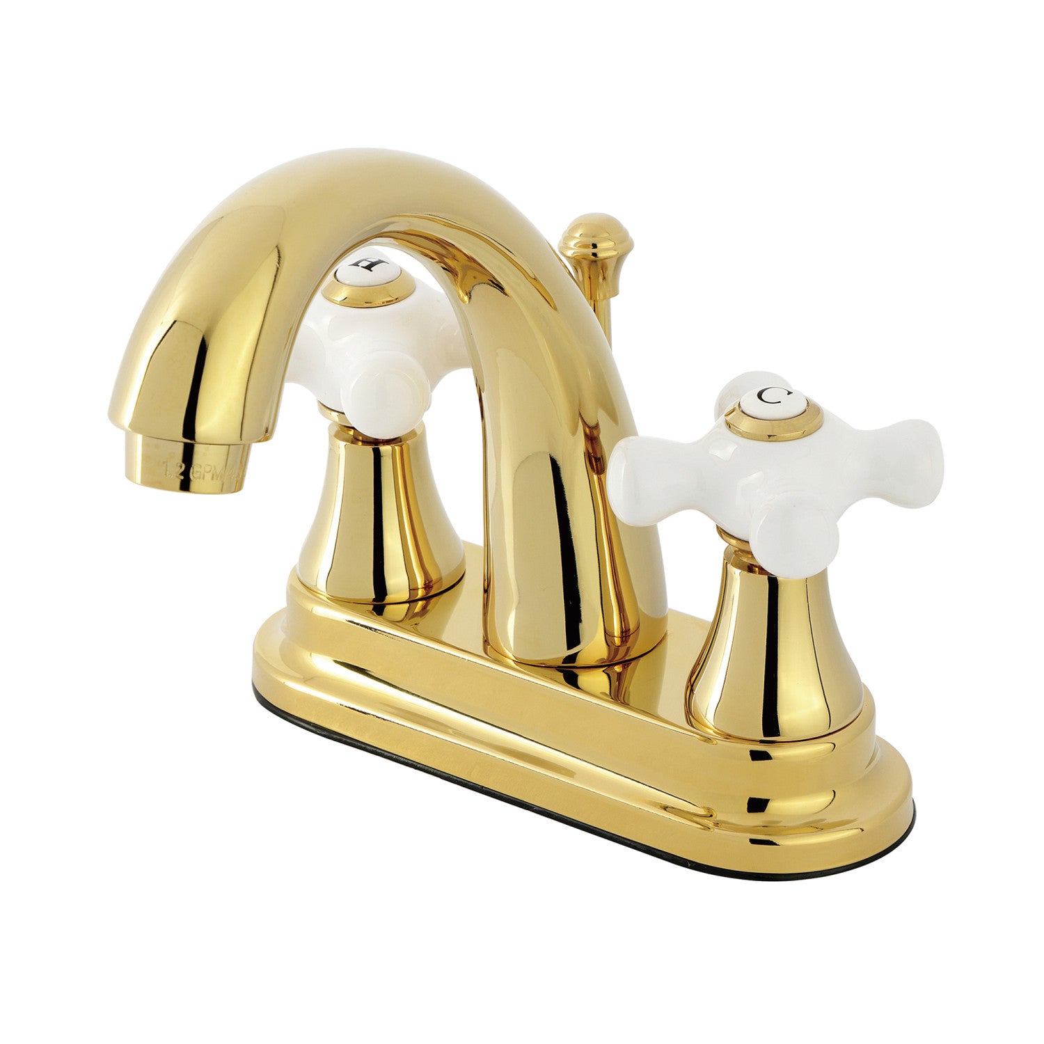 Kingston Heirloom KS7612PX - Robinet de salle de bains double poignée vintage anglais 3 trous montage sur plage 4-Inch Centerset avec laiton à tirette, laiton poli