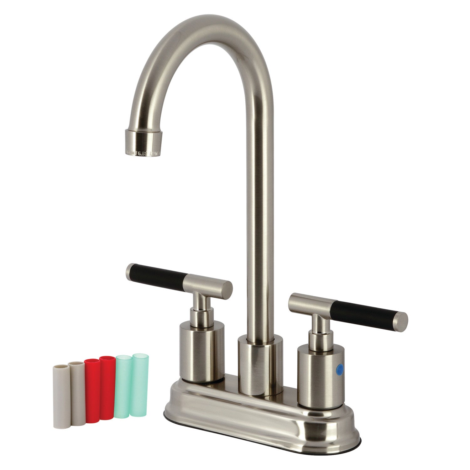 Kingston Tulare KB8498CKL - Robinet de bar à deux poignées Kaiser 2 trous, nickel brossé