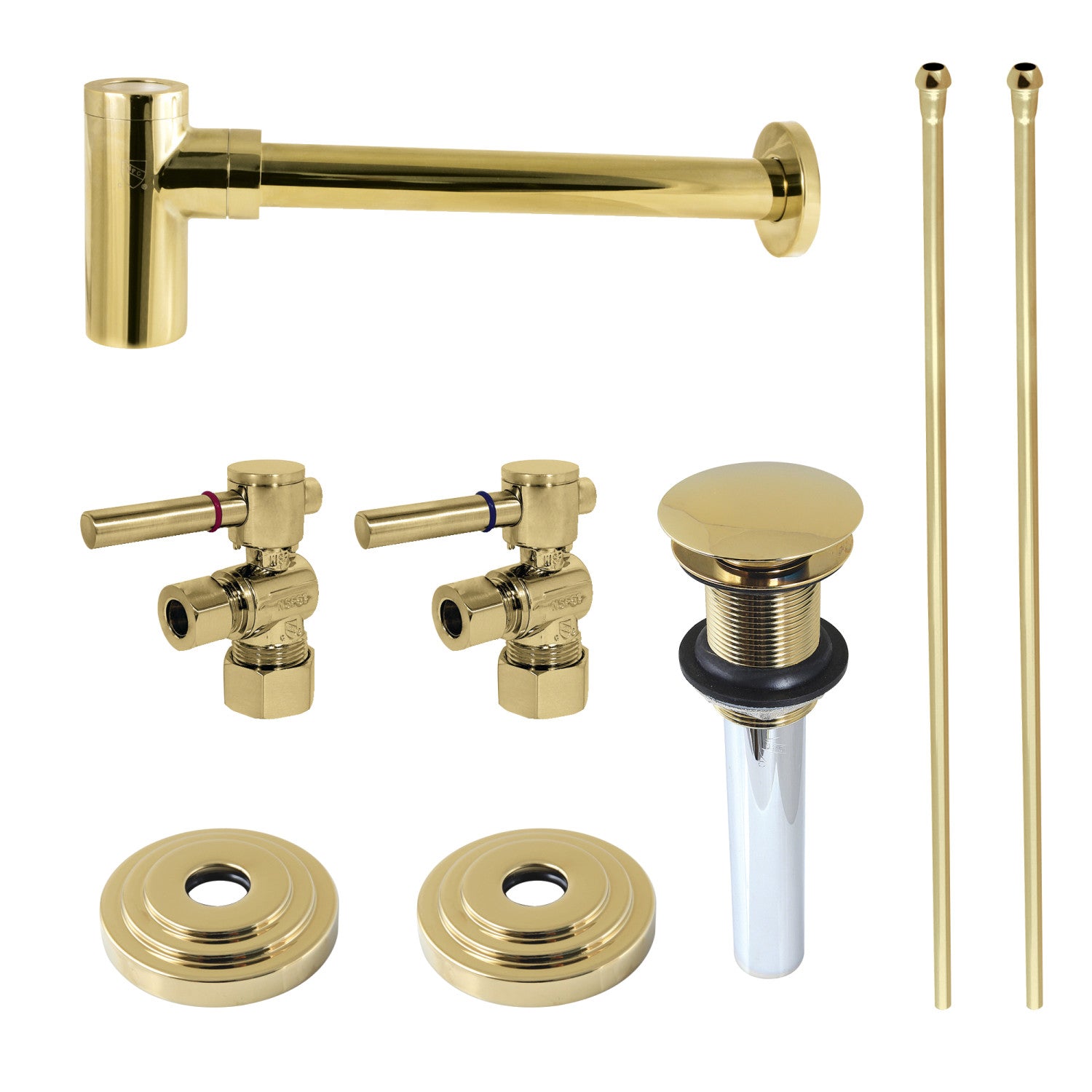 Kingston Sona CC53302DLTRMK2 - Trimscape Modern Plumbing Sink Trim Kit with Bottle Trap and Overflow Drain, Polished Brass