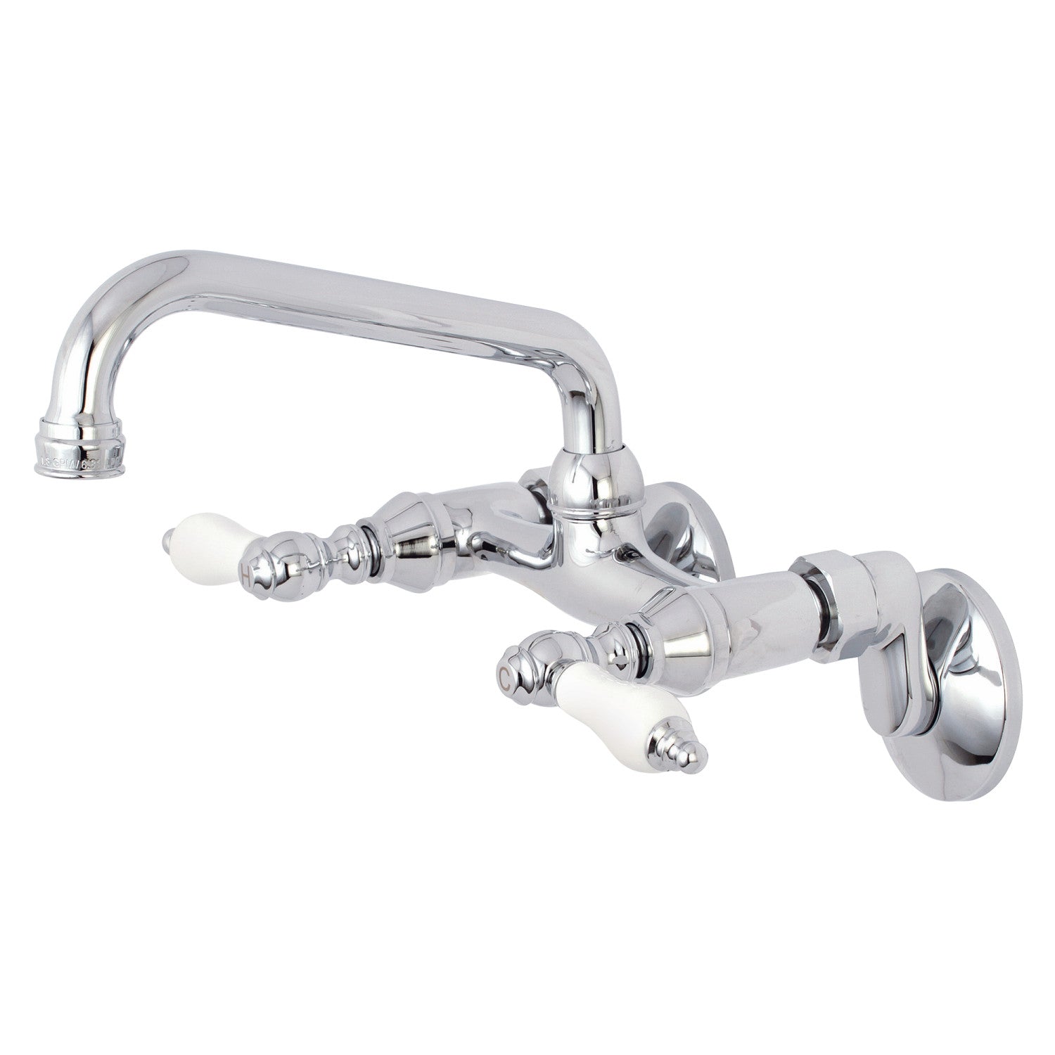 Kingston Heirloom KS513C - Robinet de cuisine à deux poignées 2 trous Wall Mount Bridge, chrome poli