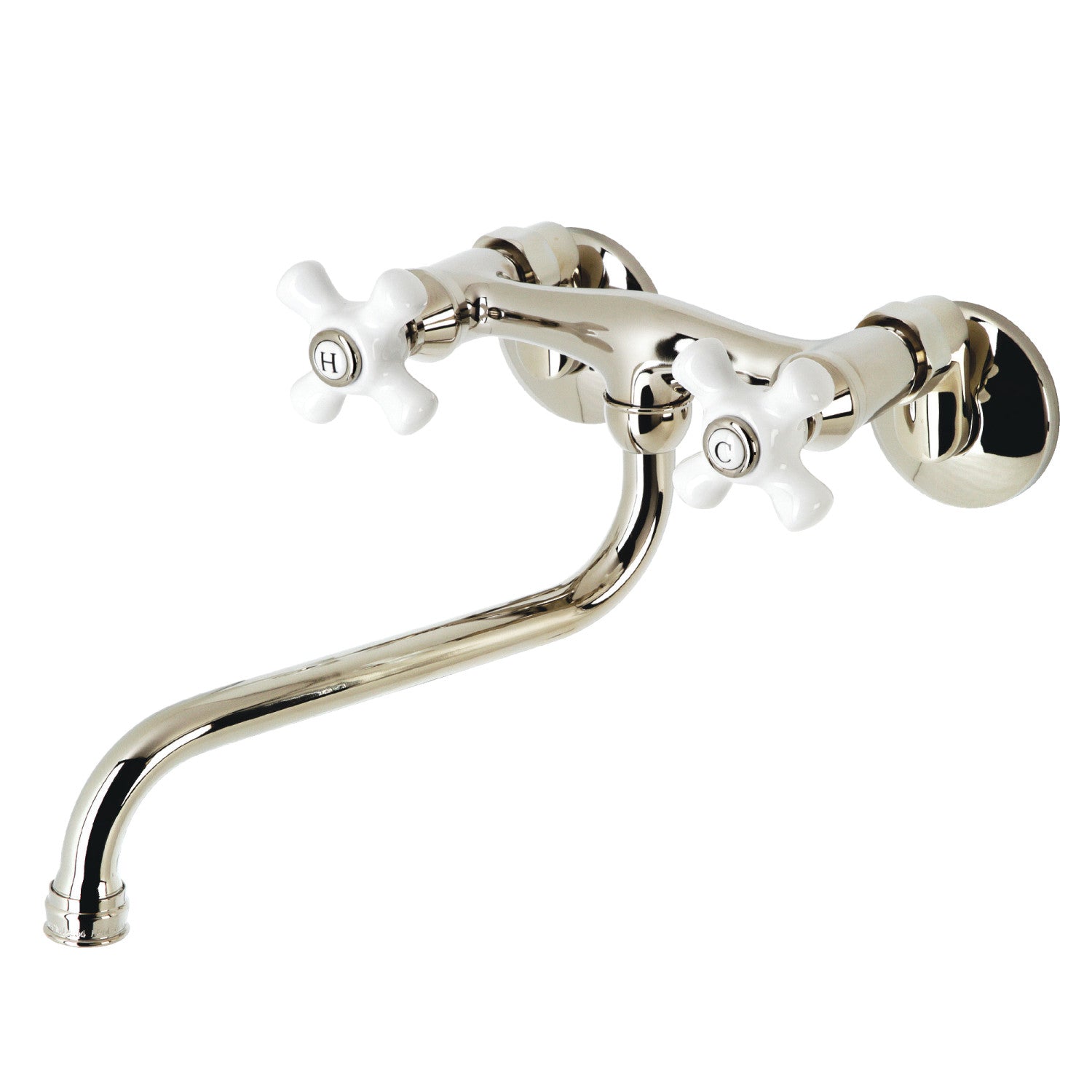 Kingston Heirloom KS615PN - Kingston Double-Handle 2 trous Robinet de salle de bains mural, nickel poli