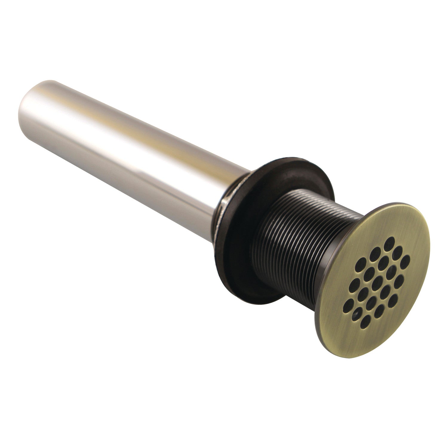 Kingston Trimscape KB4003 Brass Grid Bathroom Sink Drain without Overflow, 17 Gauge, Antique Brass
