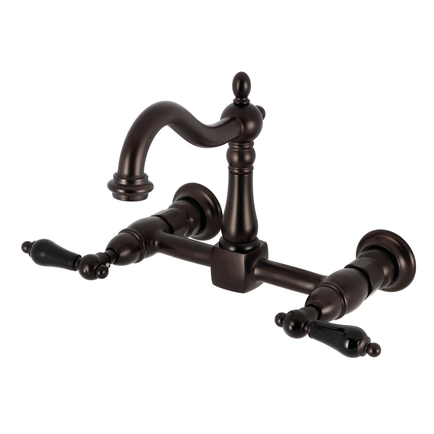 Kingston Heirloom KS1265PKL - Robinet de cuisine à deux poignées 2 trous Wall Mount Bridge, bronze frotté à l'huile