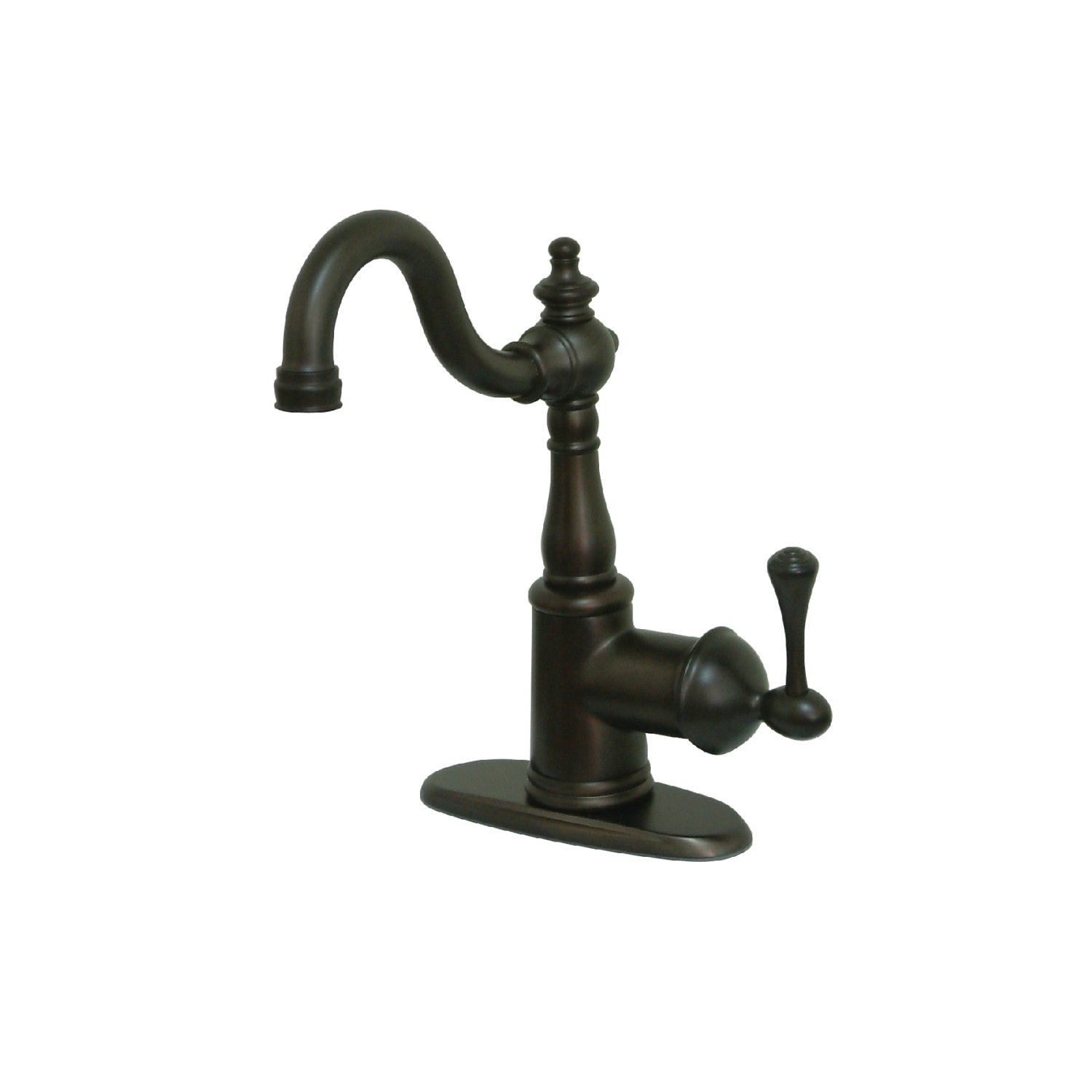 Kingston Heirloom FS7645BL - Robinet de salle de bain à une poignée vintage anglais 1 trou avec plaque de pont et bonde à tirette, bronze frotté à l'huile