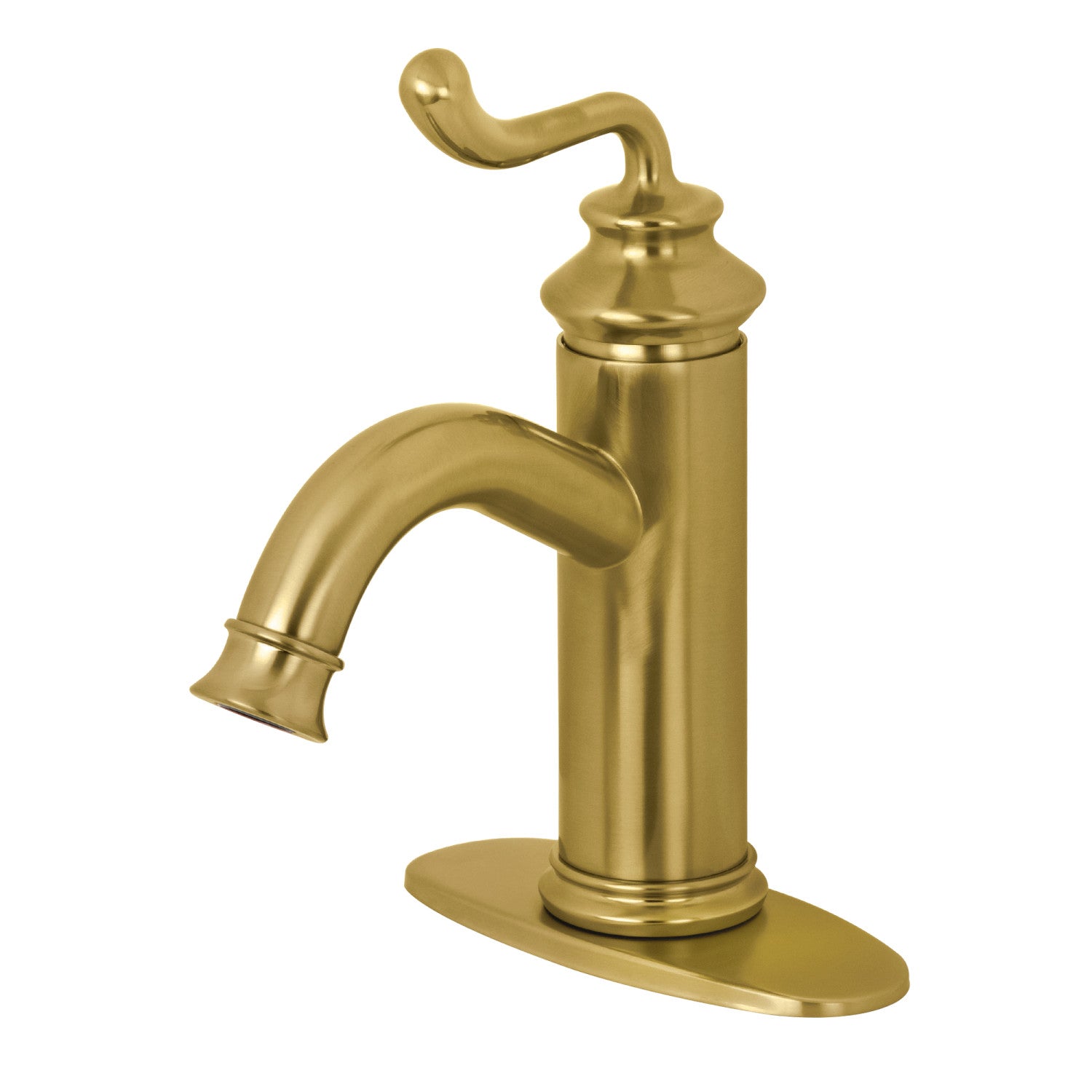 Kingston Heirloom LS5413RL - Royale Robinet de salle de bain à une poignée 1 trou avec plaque de pont et bonde à tirette, laiton brossé