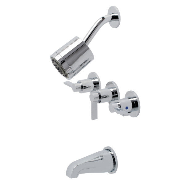 Kingston Sona KBX8131NDL - Robinet de baignoire et de douche à triple poignée NuvoFusion, chrome poli