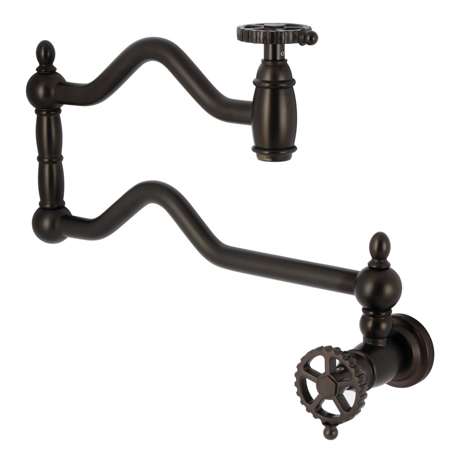 Kingston Tulare KS2105CG - Robinet de remplissage de pot de montage mural Fuller 1 trou, bronze frotté à l'huile