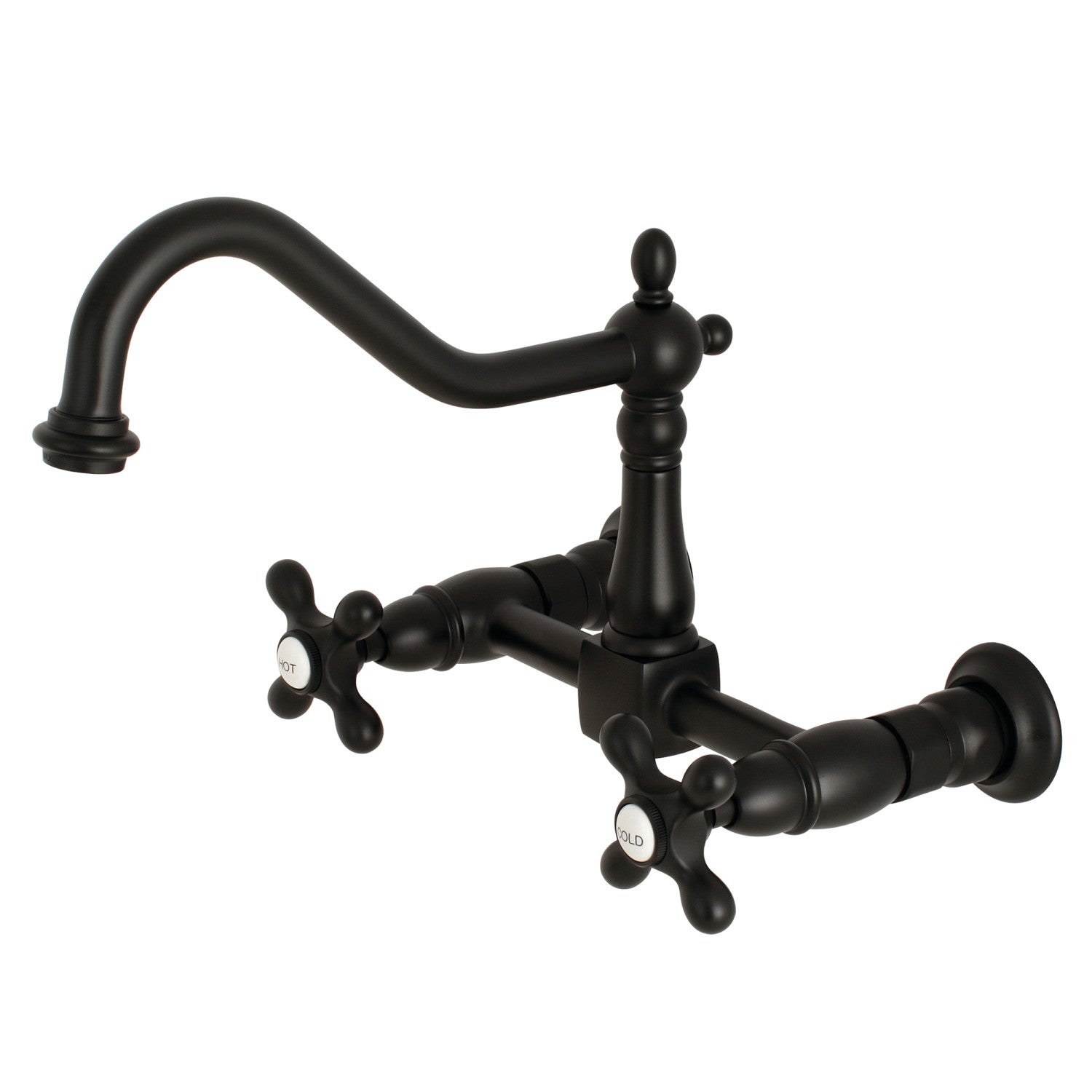 Kingston Heirloom KS1240AX - Robinet de cuisine à deux poignées Heritage 2 trous, noir mat