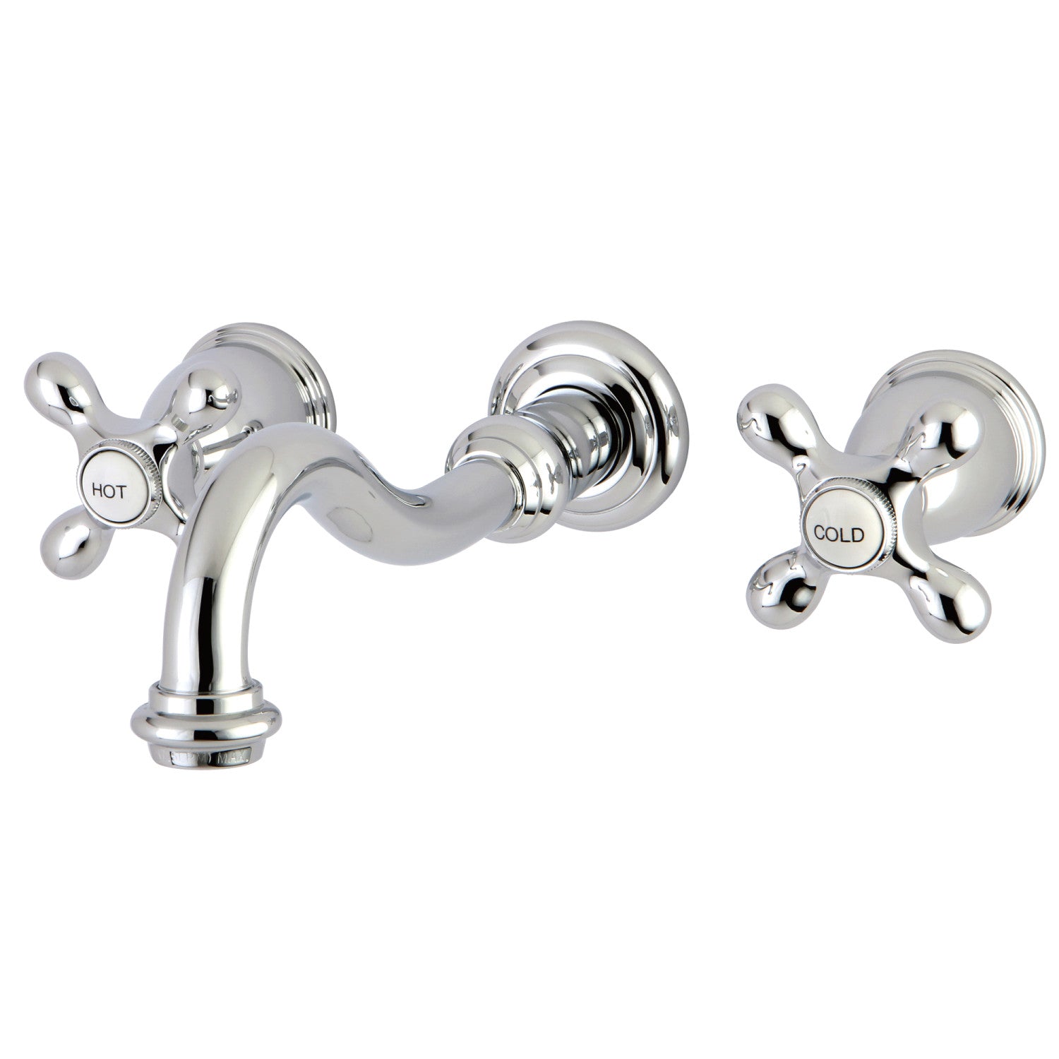 Kingston Heirloom KS3121AX - Robinet de salle de bains mural double poignée vintage 3 trous, chrome poli