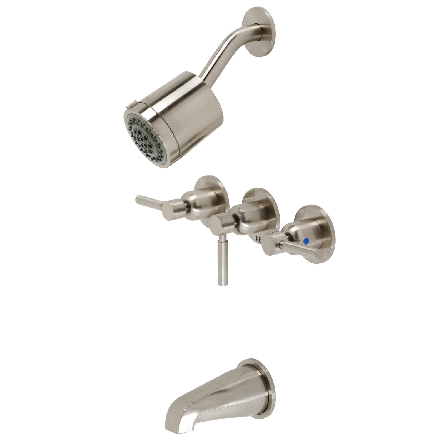 Kingston Sona KBX8138DL - Robinet de baignoire et de douche à triple poignée Concord, Nickel brossé