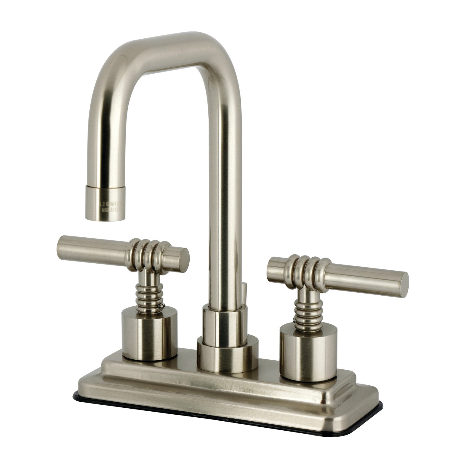 Kingston Milano KS6648ML Double-Handle 3 trous montage sur plage 4-Inch Centerset Robinet de salle de bains avec laiton à tirette, Nickel brossé