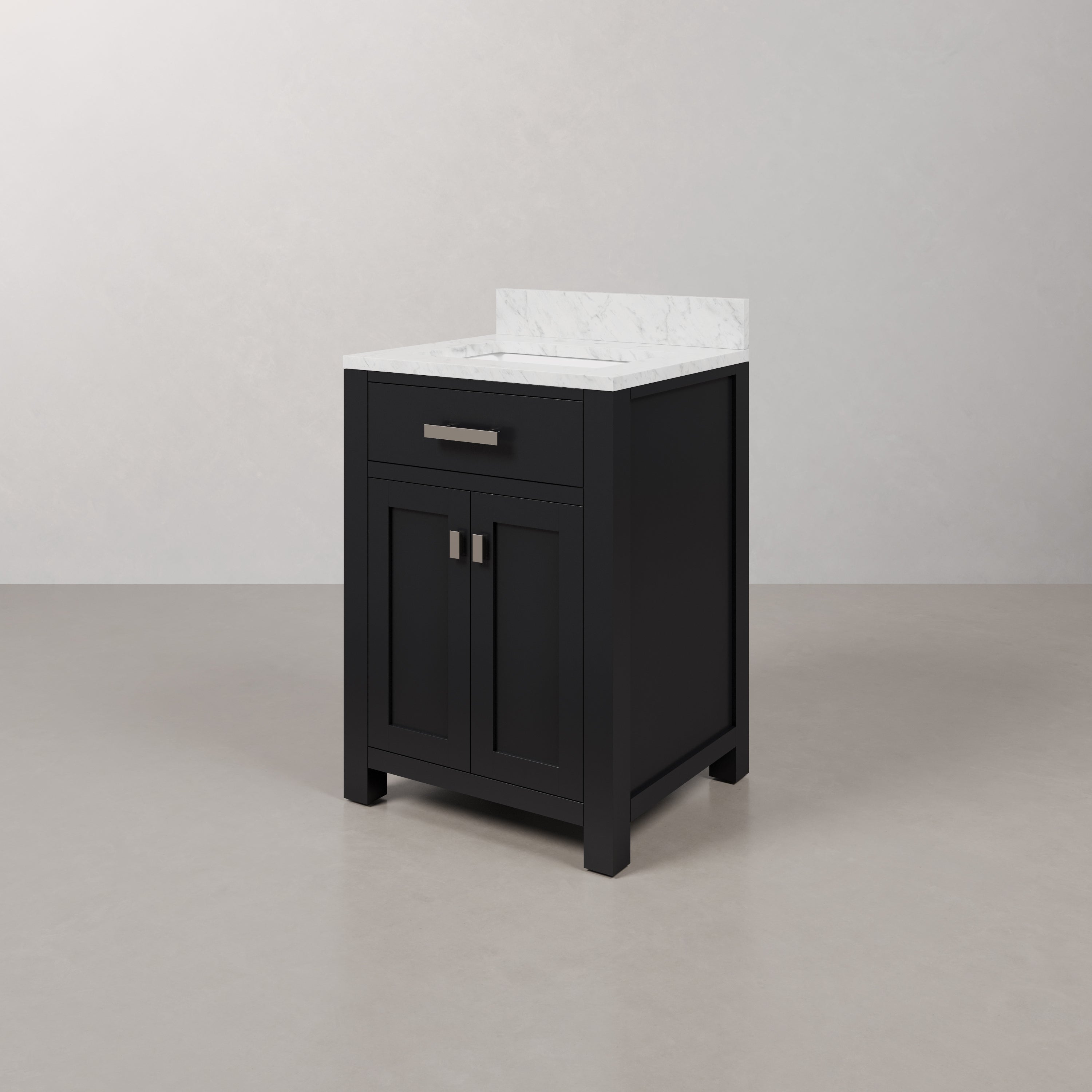 Kingston Luxe MS24CW01ES - 24 in. x 21.5 in. Bathroom Vanity Single Sink with Carrara White Marble Top, Espresso