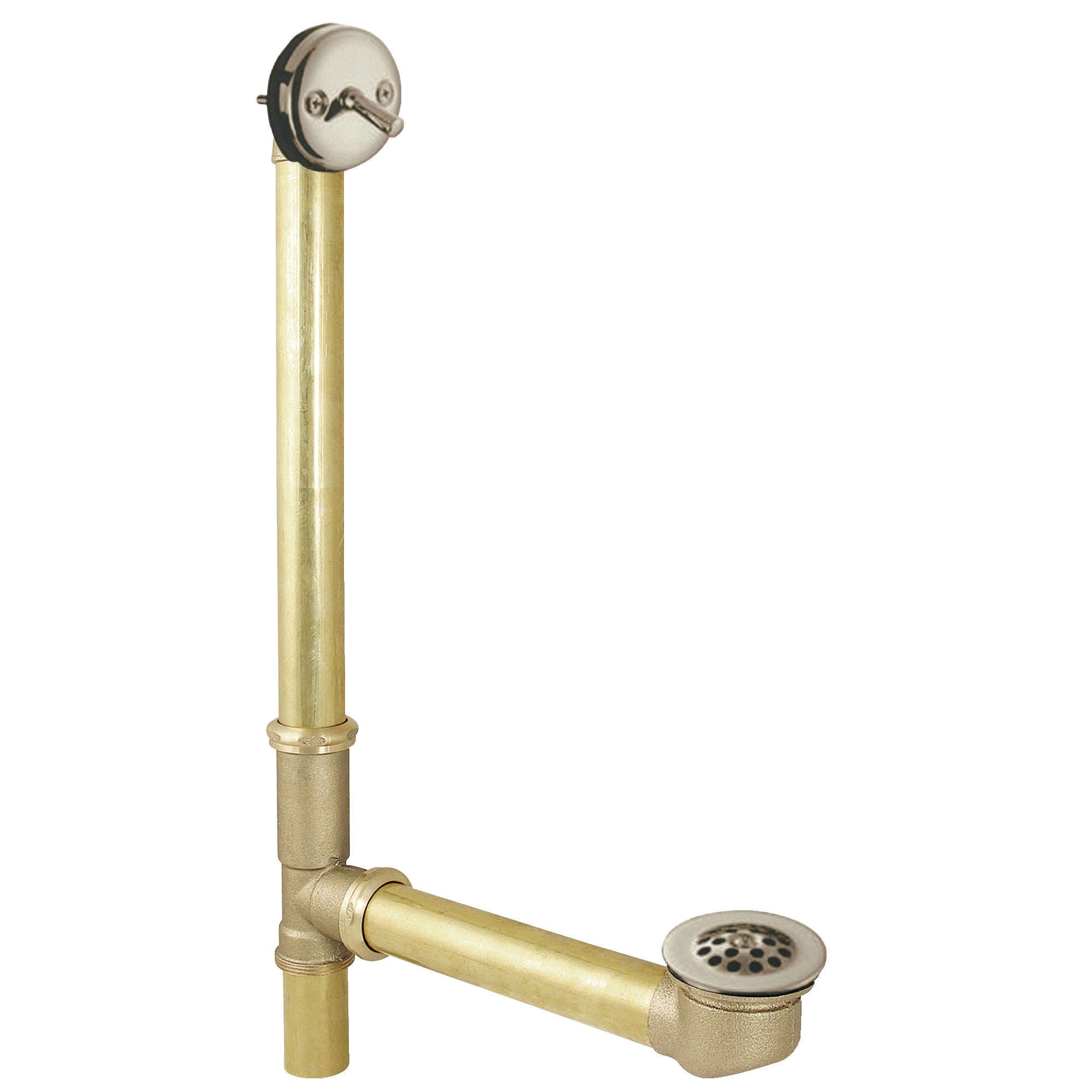 Kingston Tulare DTL1168 - Made To Match 21-Inch Brass Trip Lever Tub Waste and Overflow with Grid Strainer, Brushed Nickel