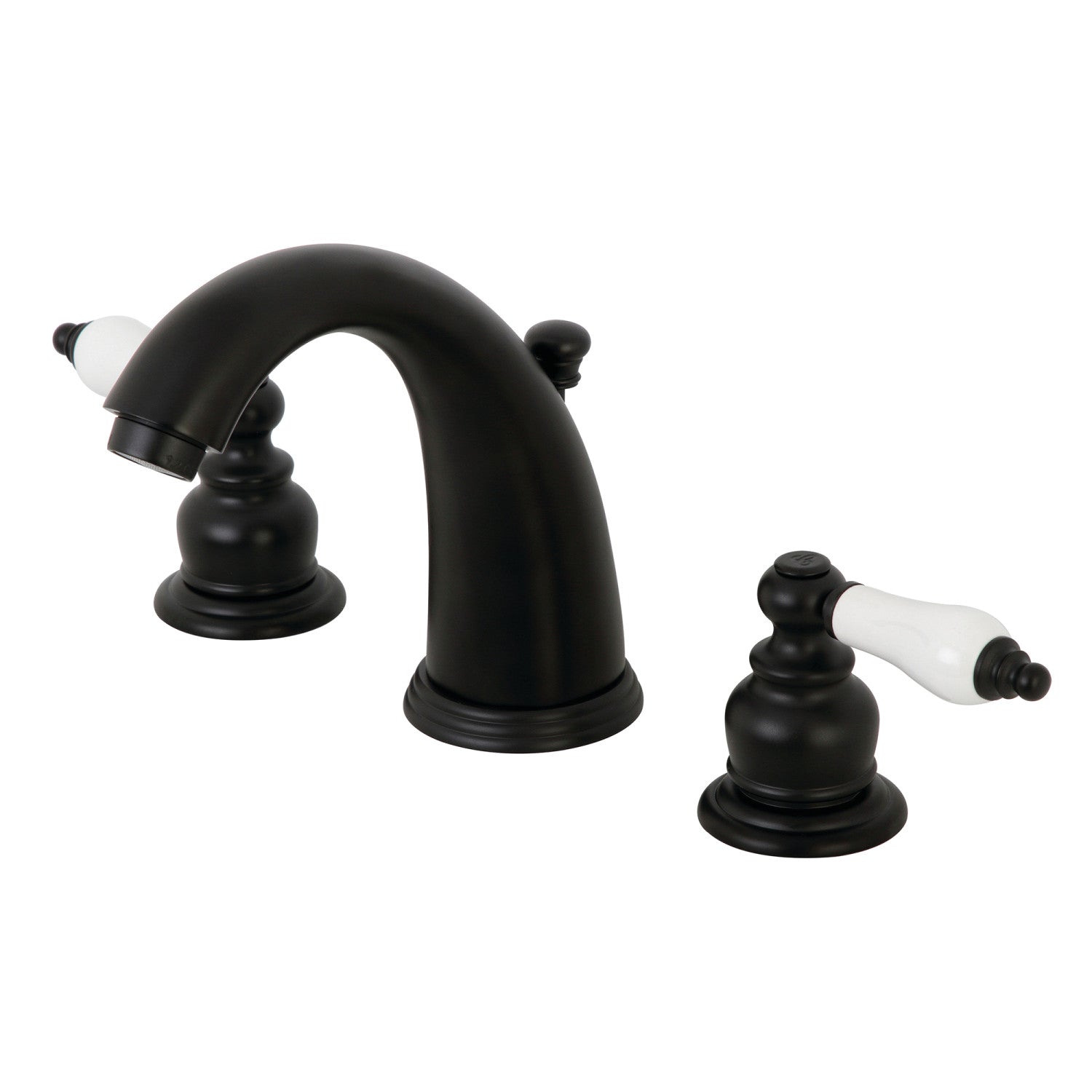 Kingston Heirloom KB980PL - Victorian à deux poignées 3 trous montage sur plage Robinet de salle de bain à entraxe large avec drain à tirette, noir mat