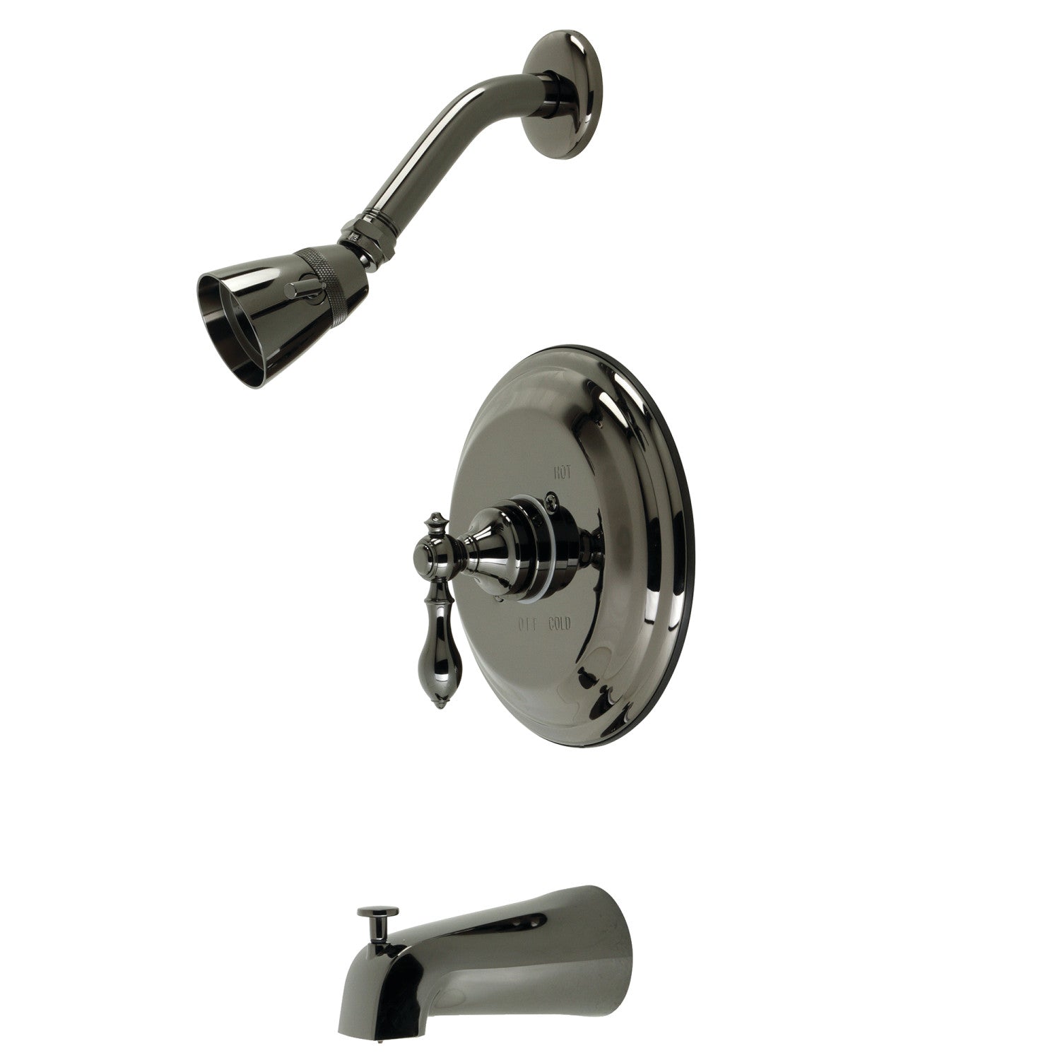 Kingston Heirloom NB3630ACL - Robinet de baignoire et de douche à pression américain classique, acier inoxydable noir