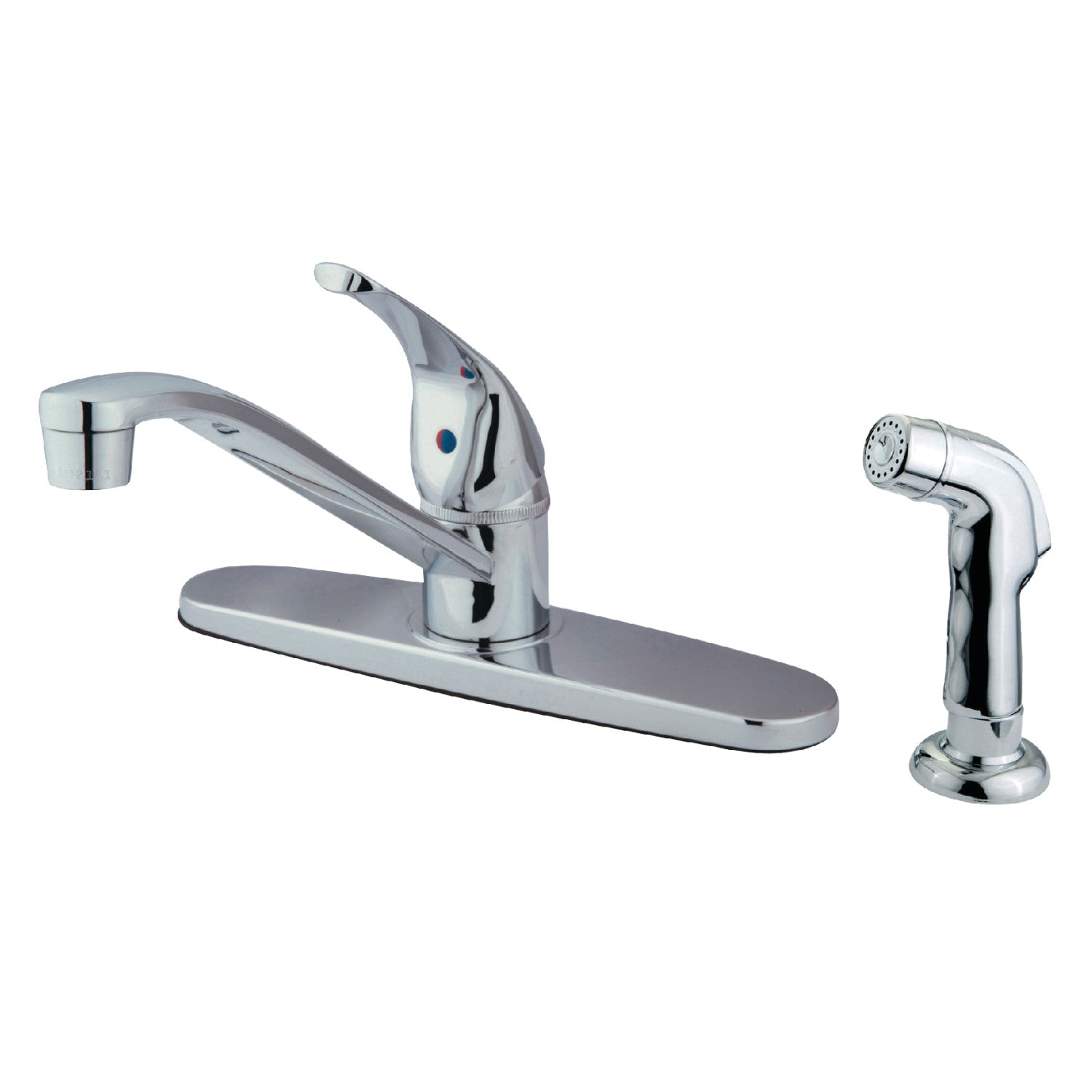 Kingston KB5720SP Robinet de cuisine à une poignée 4 trous 8" Centerset avec pulvérisateur latéral, chrome poli
