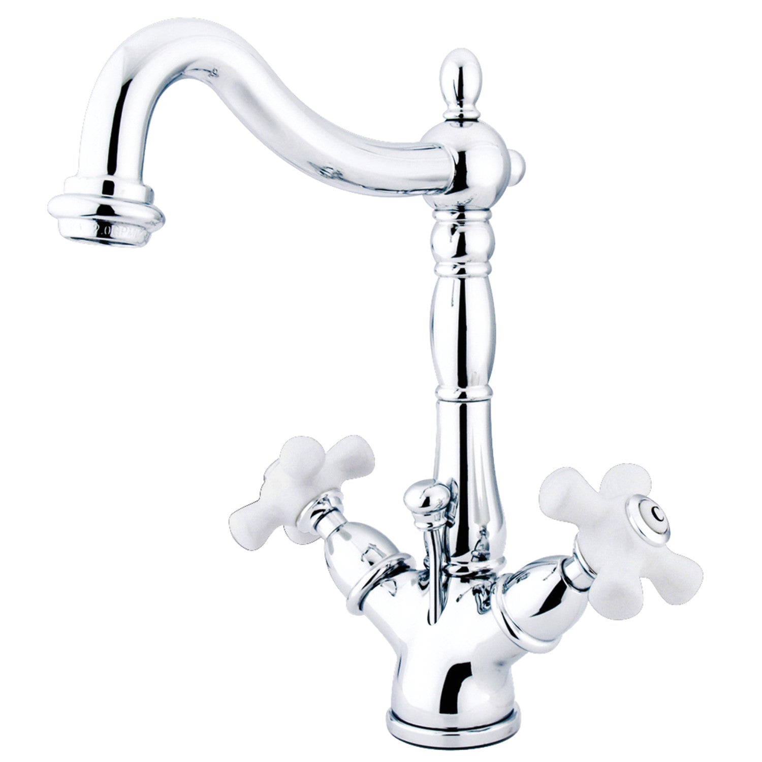 Kingston Heirloom KS1431PX - Heritage Double-Handle 1-or-3 Trou montage sur plage Robinet de salle de bain simple trou avec laiton à tirette, Chrome poli