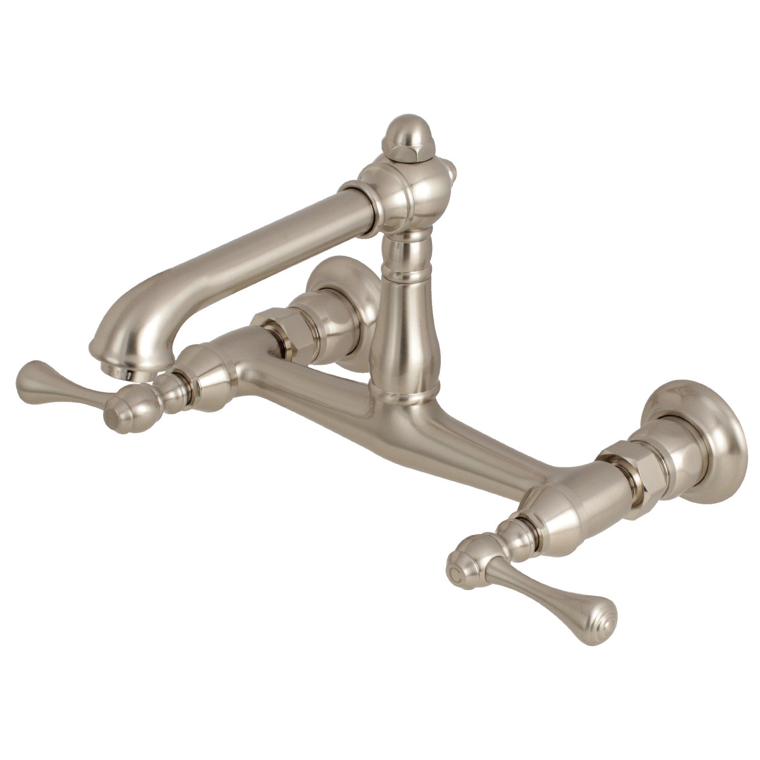 Kingston Heirloom KS7248BL - Robinet de salle de bain double poignée de pays anglais 2 trous, nickel brossé