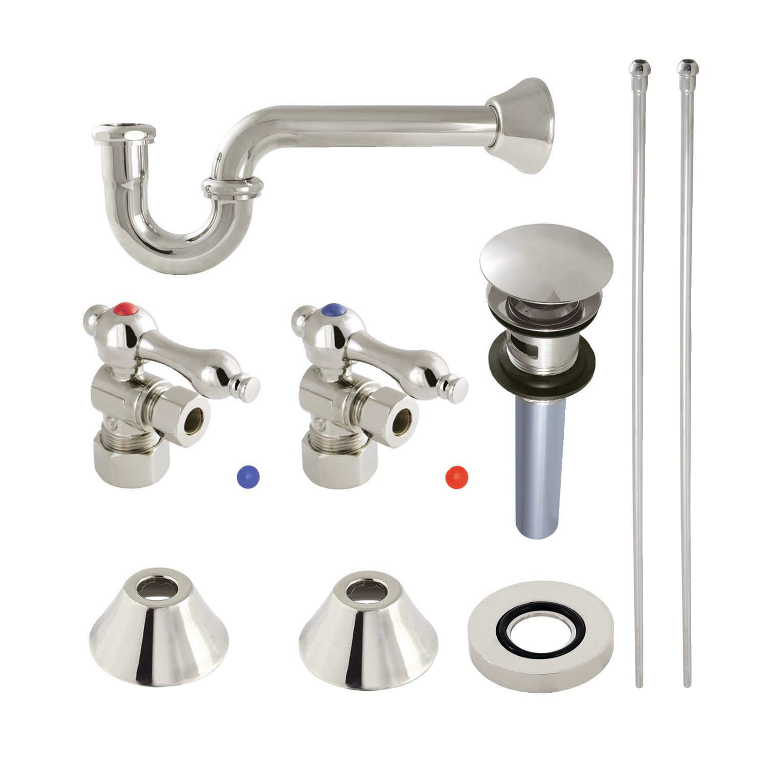 Kingston Heirloom CC53306VOKB30 - Trimscape Traditional Plumbing Sink Trim Kit with P-Trap and Overflow Drain, Polished Nickel