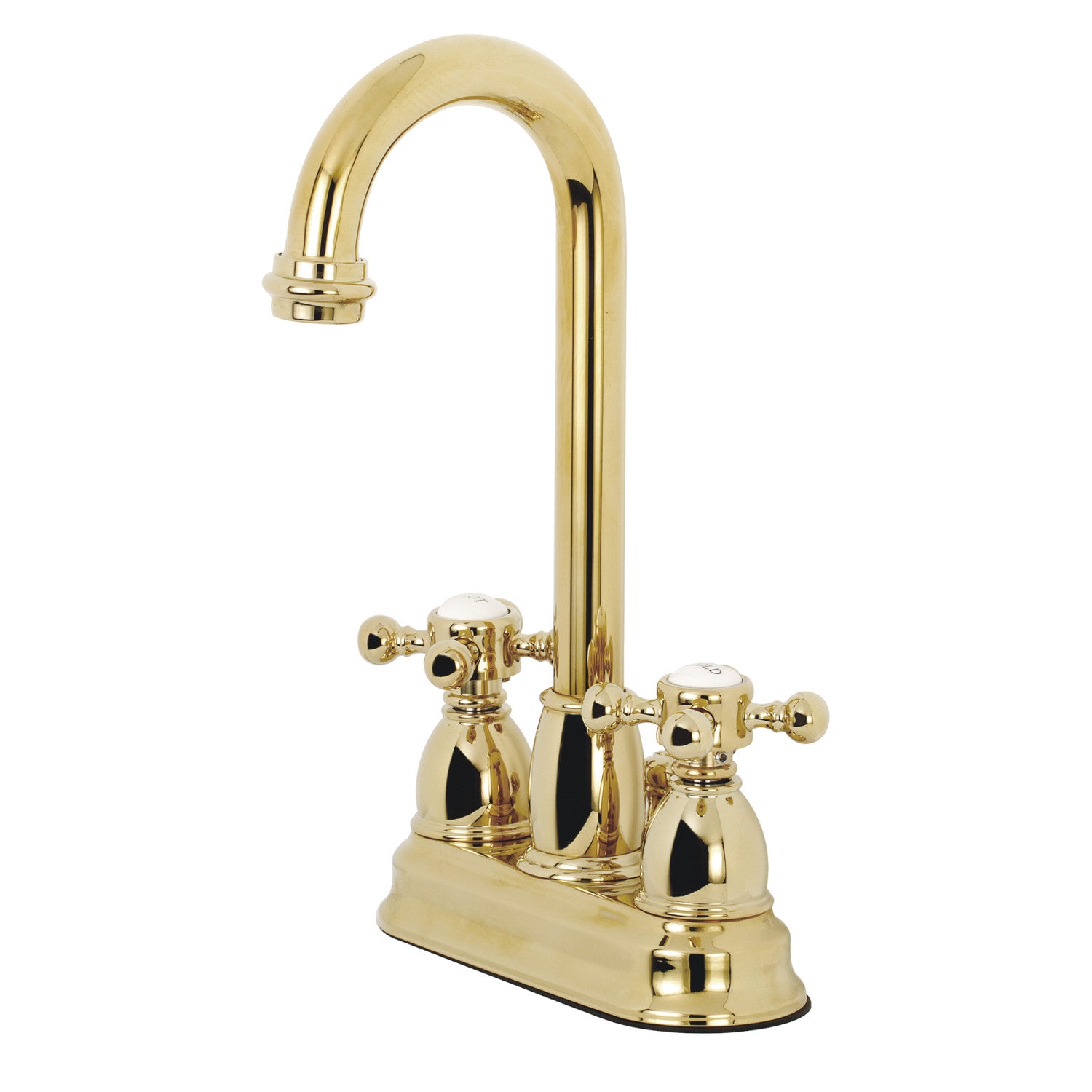 Kingston Heirloom KB3612BX - Vintage Double-Handle 3 trous montage sur plage 4-Inch Centerset Robinet de salle de bains avec drain à tirette, laiton poli