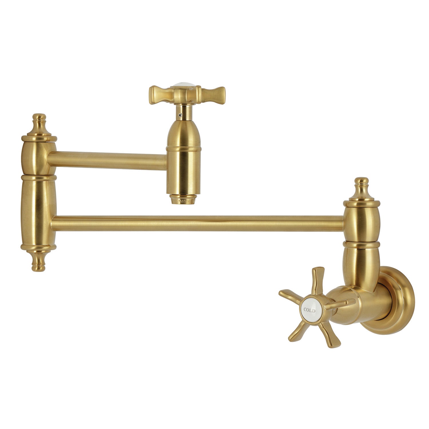 Kingston Heirloom KS3107NX - Hamilton Robinet de remplissage pour pot à deux poignées 1 trou, laiton brossé