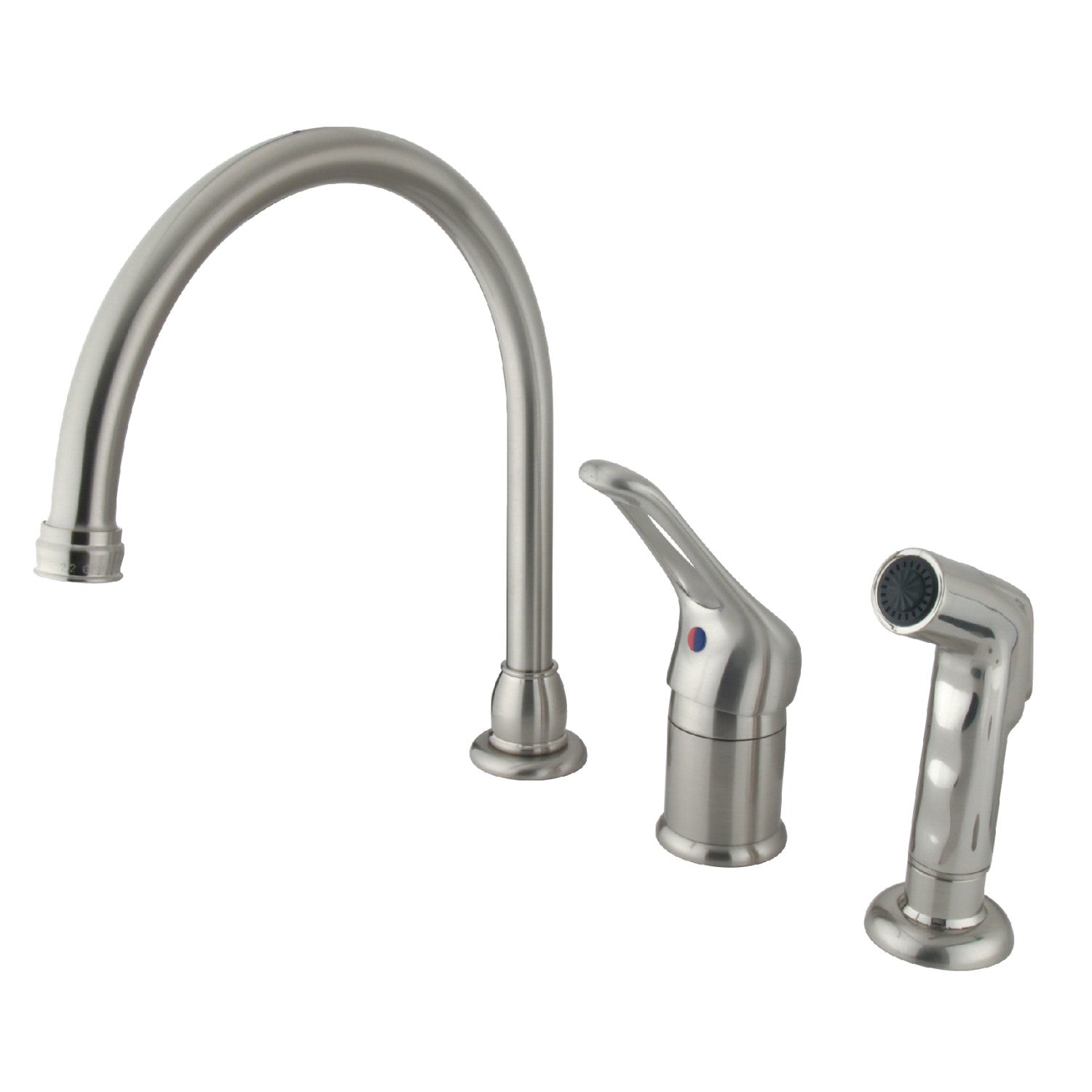 Kingston Tulare KB818 - Wyndham Robinet de cuisine à une poignée 3 trous avec pulvérisateur latéral, Nickel brossé