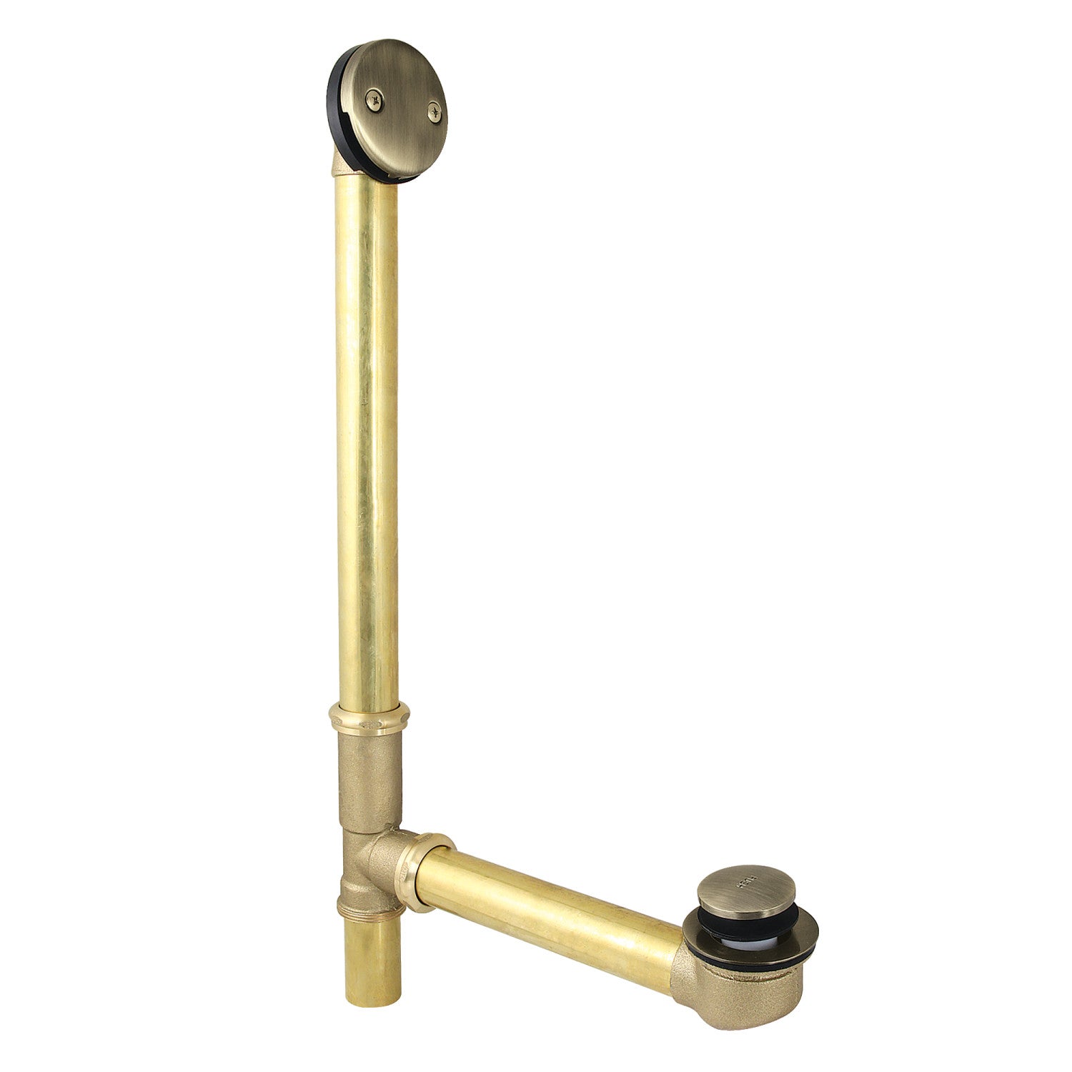 Kingston Tulare DTT2203 - Made To Match 25-Inch Brass Toe Touch Tub Waste and Overflow, Antique Brass