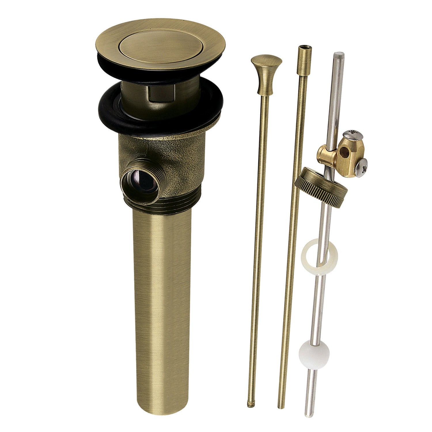 Kingston Made To Match KBT2123 Brass Pop-Up Bathroom Sink Drain with Overflow, 22 Gauge, Antique Brass