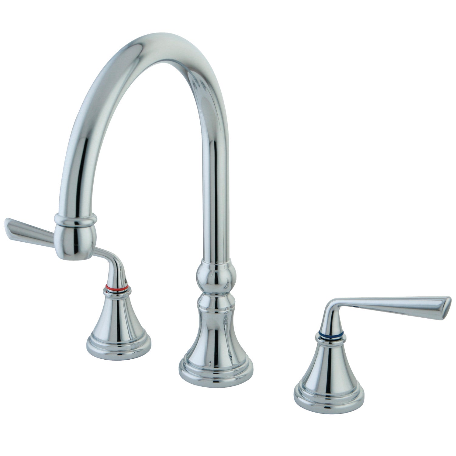Kingston Tulare KS2791ZLLS - Robinet de cuisine à double poignée Silver Sage 3 trous, chrome poli