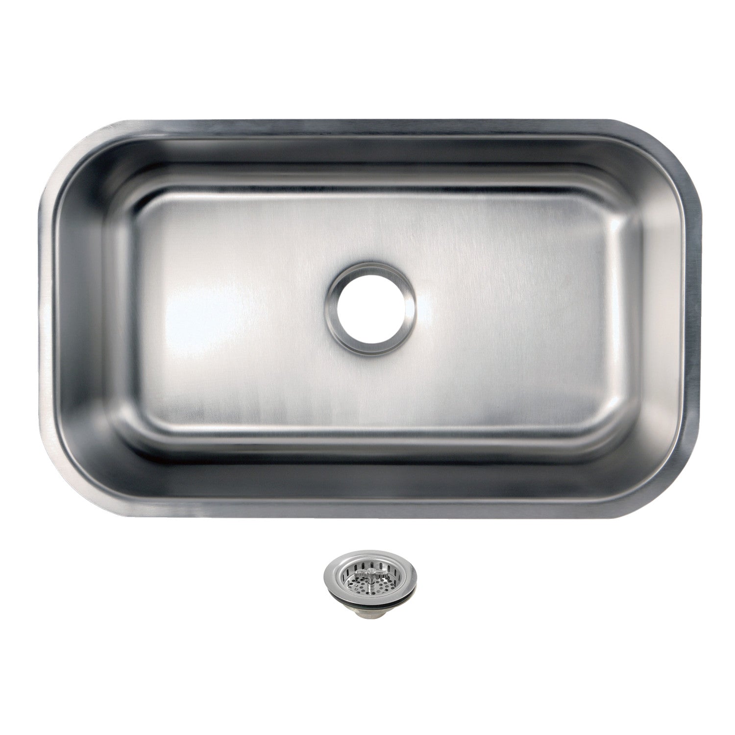 Kingston Tulare KGKUS30181 - Loft 30-Inch Stainless Steel Single Bowl Undermount Kitchen Sink with Strainer, Brushed Stainless Steel/Polished Chrome