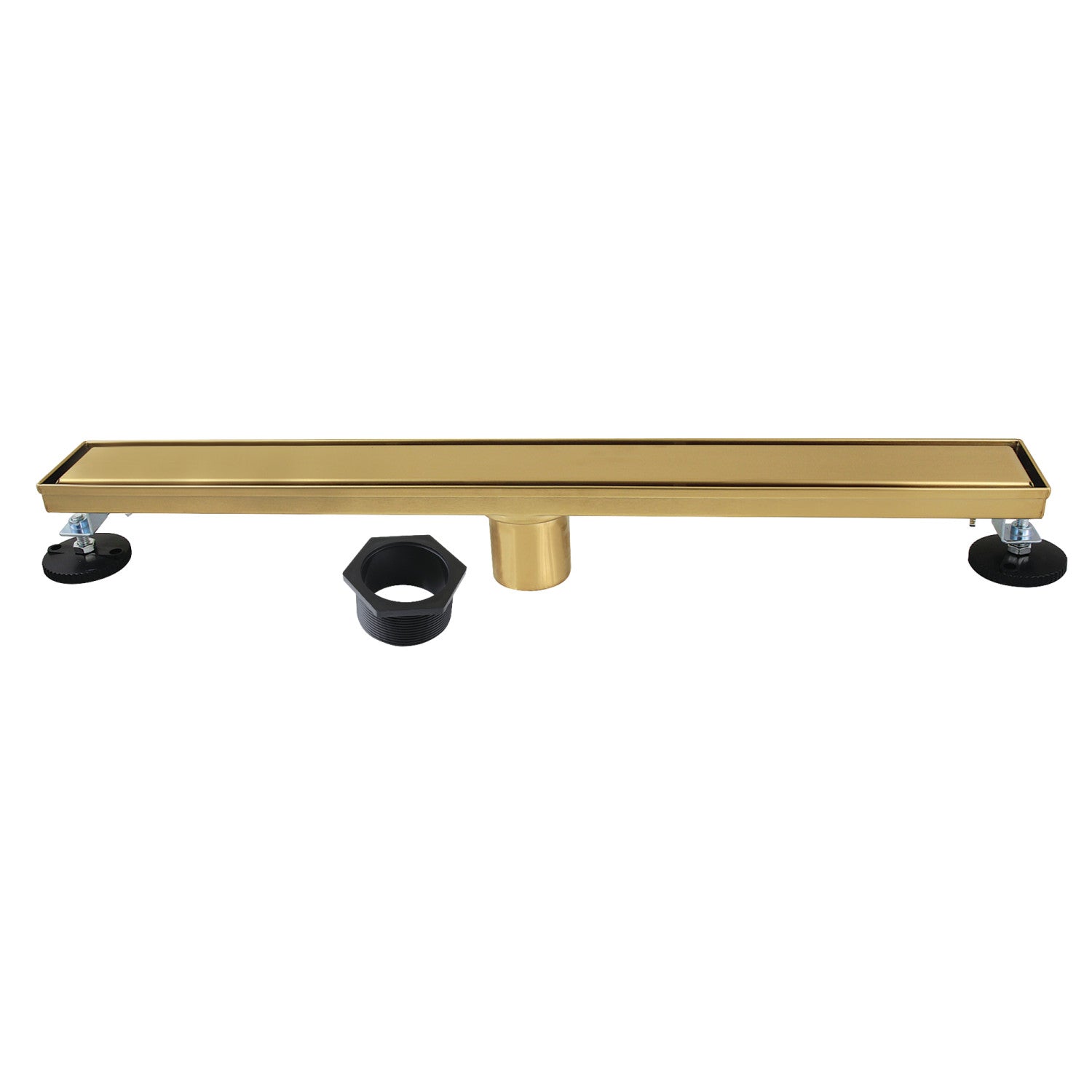 Kingston Watercourse BSF2427 24-Inch Stainless Steel Linear Shower Drain with Reversible Tile Insert and Flat Grate, Brushed Brass