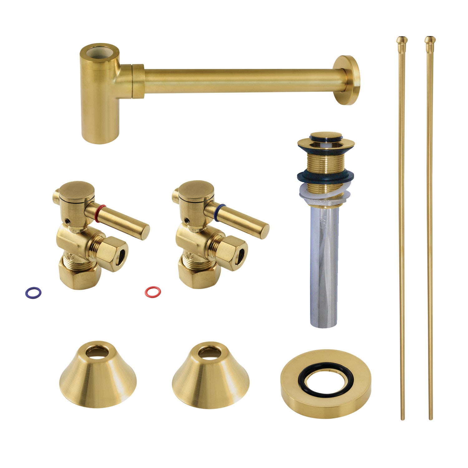 Kingston Sona CC53307DLVKB30 - Trimscape Modern Plumbing Sink Trim Kit with Bottle Trap and Drain, Brushed Brass