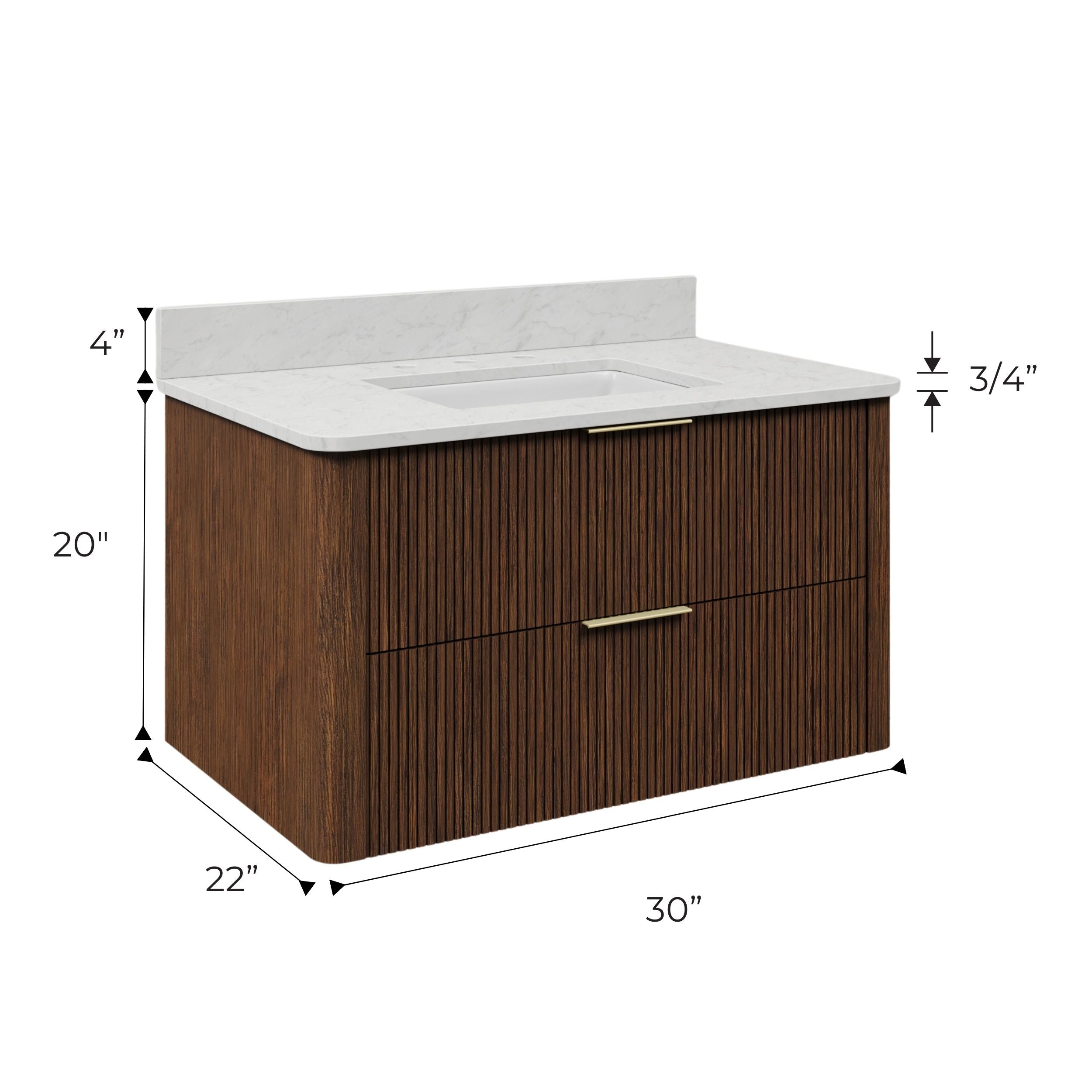 Kingston Luxe EU36EM00TO - 36 in. x 22 in. Bathroom Vanity Single Sink Freestanding with Carrara White Engineered Stone Top, Truffle Oak