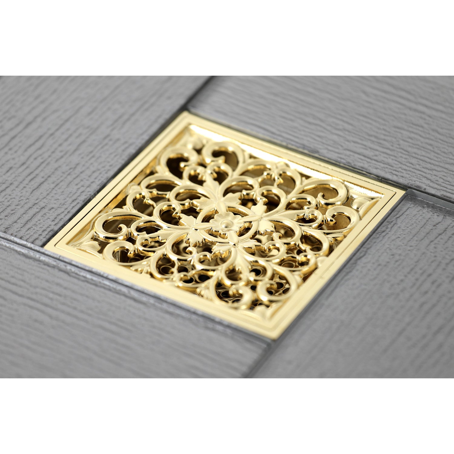 Kingston Watercourse BSF9771PB 4-Inch Brass Square Grid Shower Drain with Hair Strainer, Polished Brass