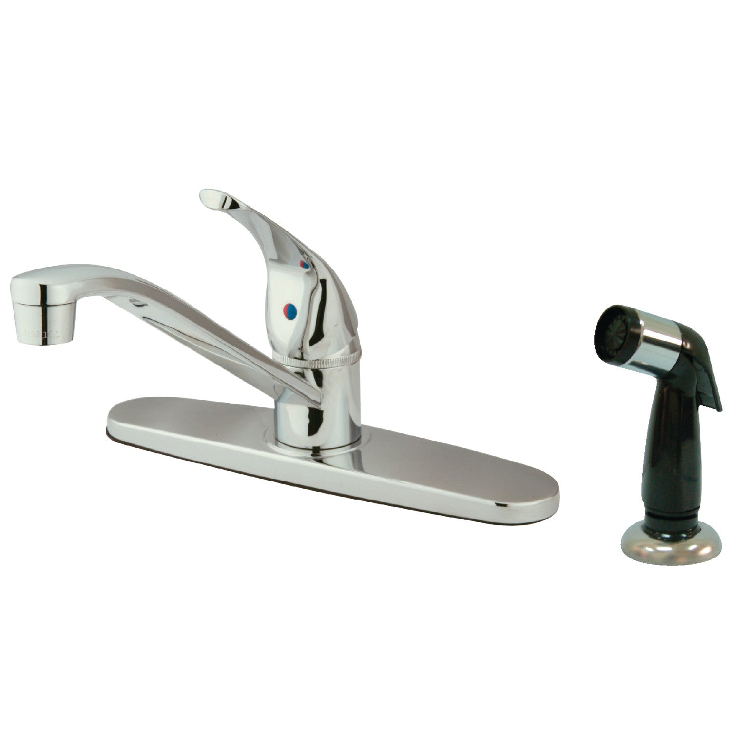 Kingston Chatham KB5720 Robinet de cuisine central à une poignée 4 trous 8" avec pulvérisateur latéral, chrome poli