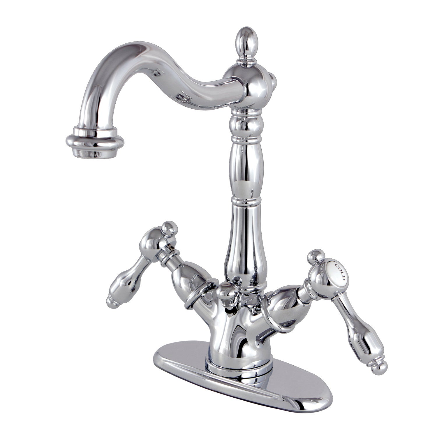 Kingston Heirloom KS1431TAL - Tudor Double-Handle 1-or-3 Trou montage sur plage 4-Inch Centerset Robinet de salle de bains avec laiton à tirette, poli Chrome