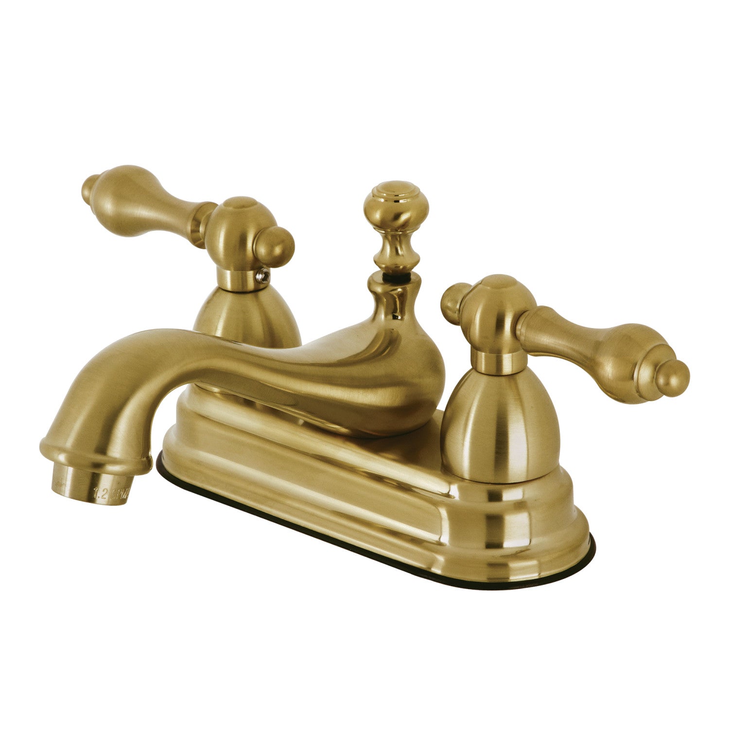 Kingston Heirloom KS3607AL - Restoration Double-Handle 3 trous montage sur plage 4-Inch Centerset Robinet de salle de bain avec laiton à tirette, laiton brossé