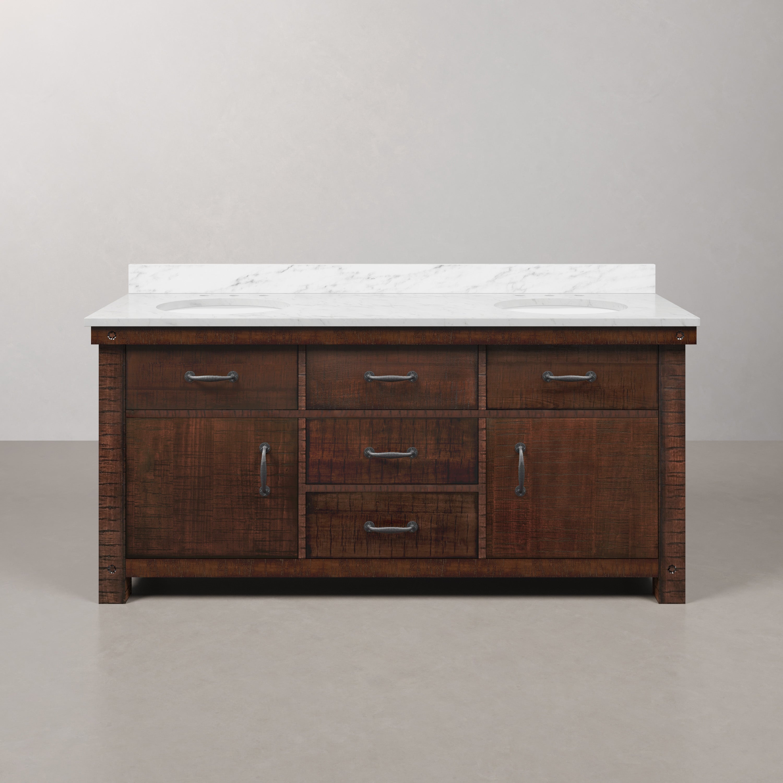 Kingston Luxe AB72CW03RS - 72 in. x 22 in. Bathroom Vanity Marble Top and White Basin, Rustic Sierra