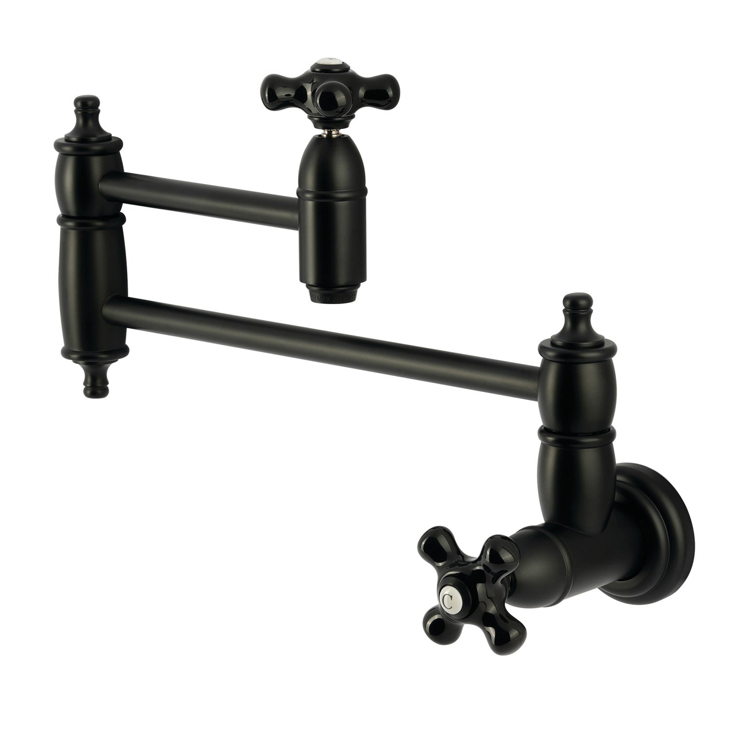 Kingston Heirloom KS3100PKX - Robinet de remplissage pour pot de montage mural à deux poignées 1 trou, noir mat