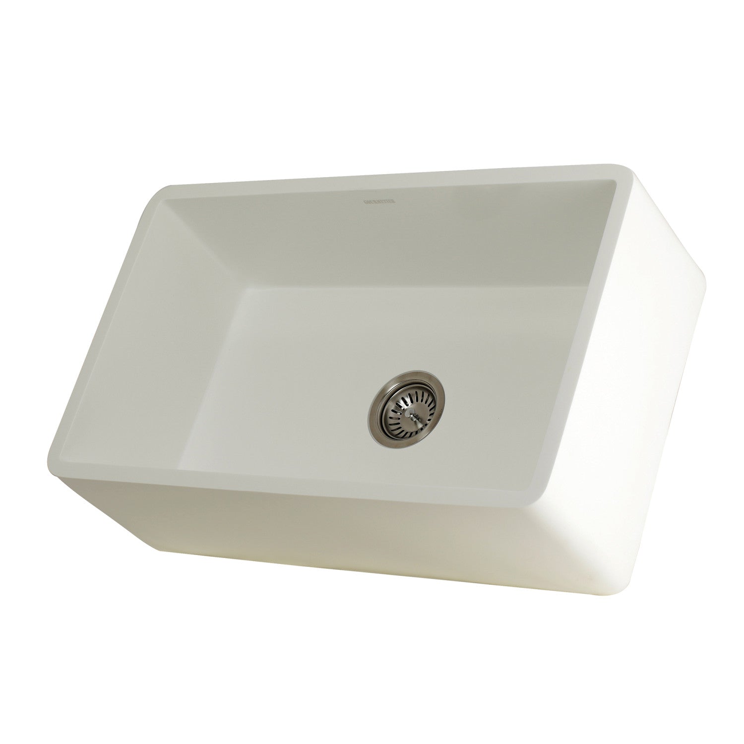Kingston Tulare GKFA301810BC - Arcticstone 30-Inch Solid Surface White Stone Apron-Front Single Bowl Farmhouse Kitchen Sink with Strainer, Matte White