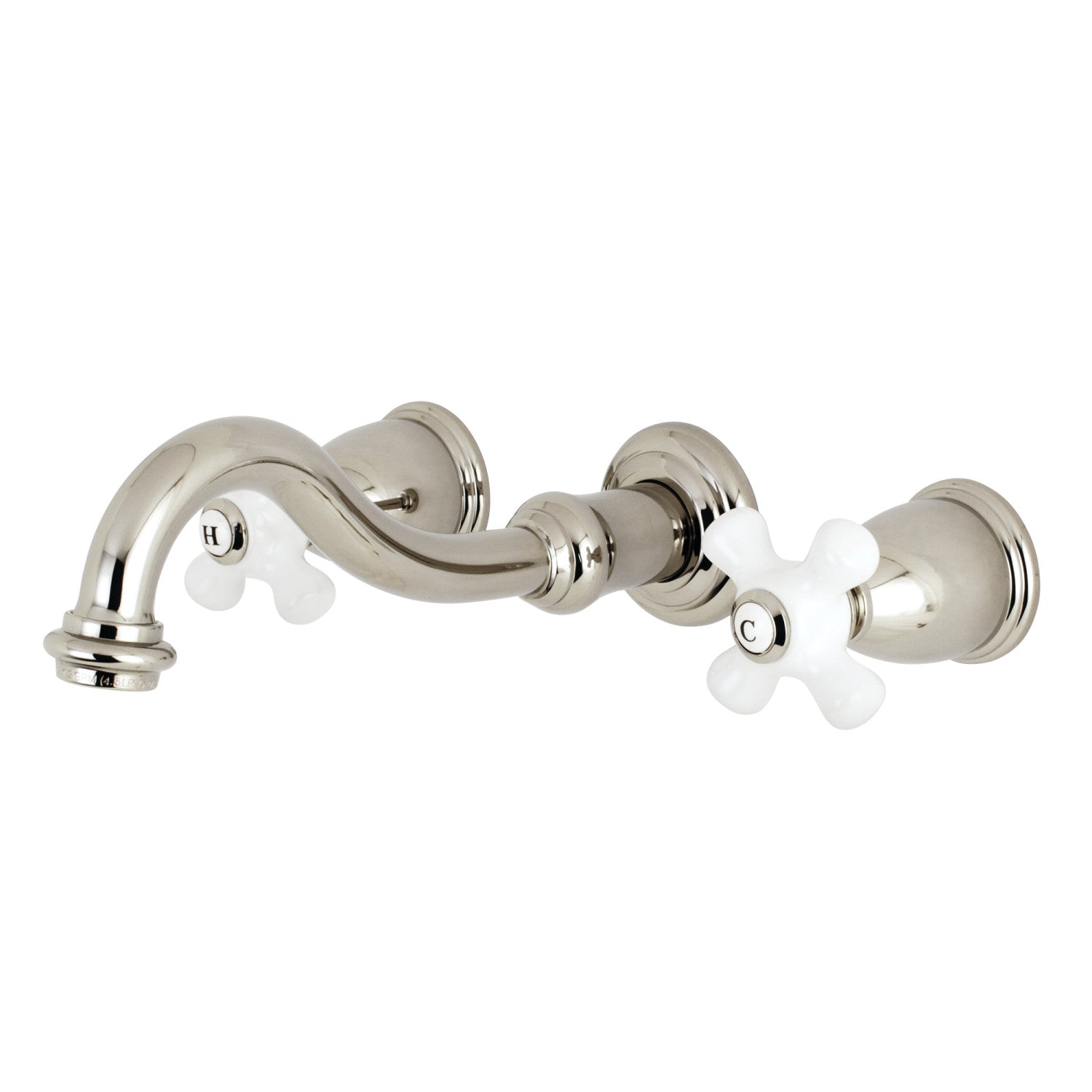 Kingston Heirloom KS3126PX - Vintage double poignée 3-Trou robinet de salle de bains mural, nickel poli
